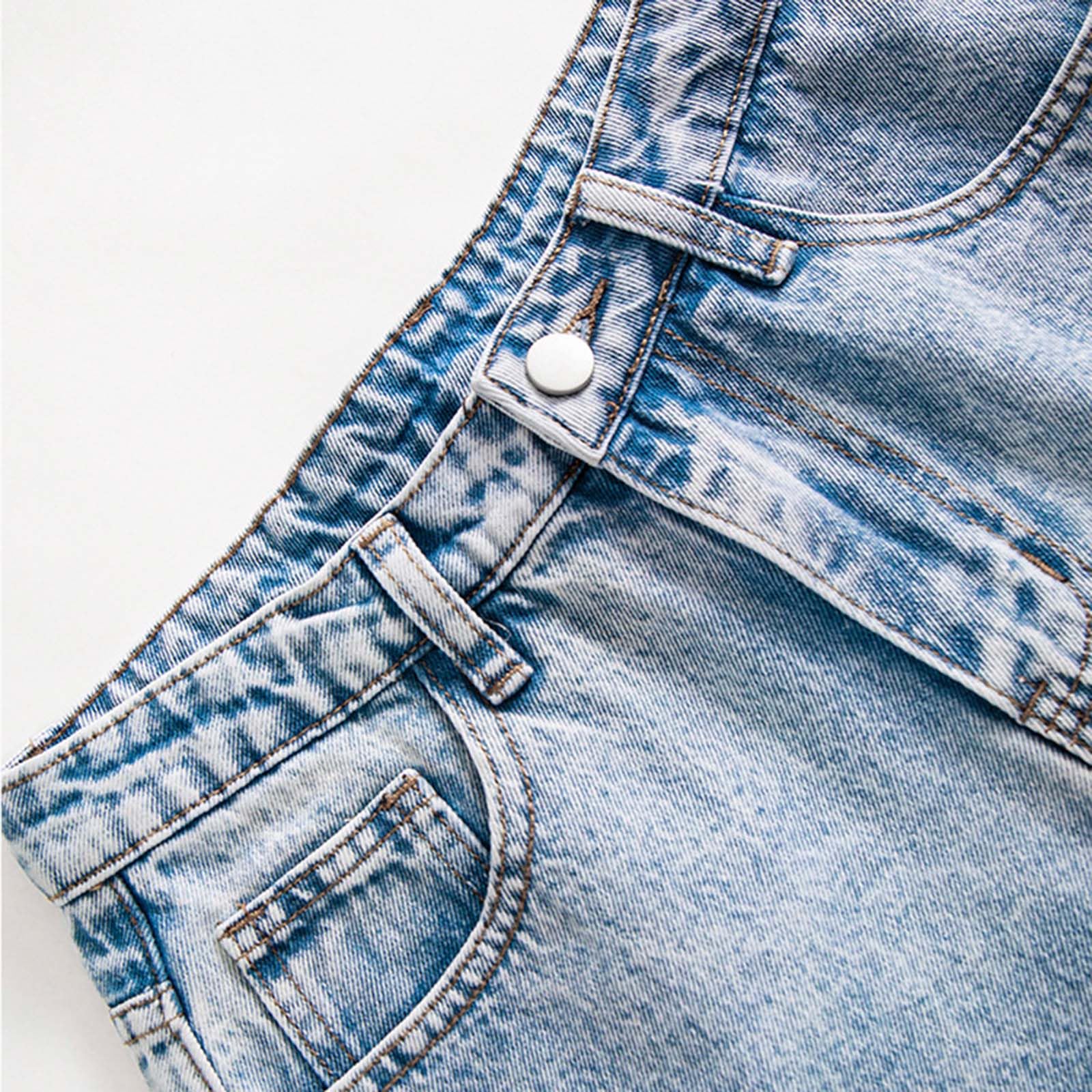 Short Jean Fille Bermuda D'été Décontracté à Jambe Large Taille élastique Short Mi-Long Taille Haute Ete Shorts et Bermudas Jeans Rétro Coupe Ample Confortable Baggy Shorts Jean pour Adolescentes