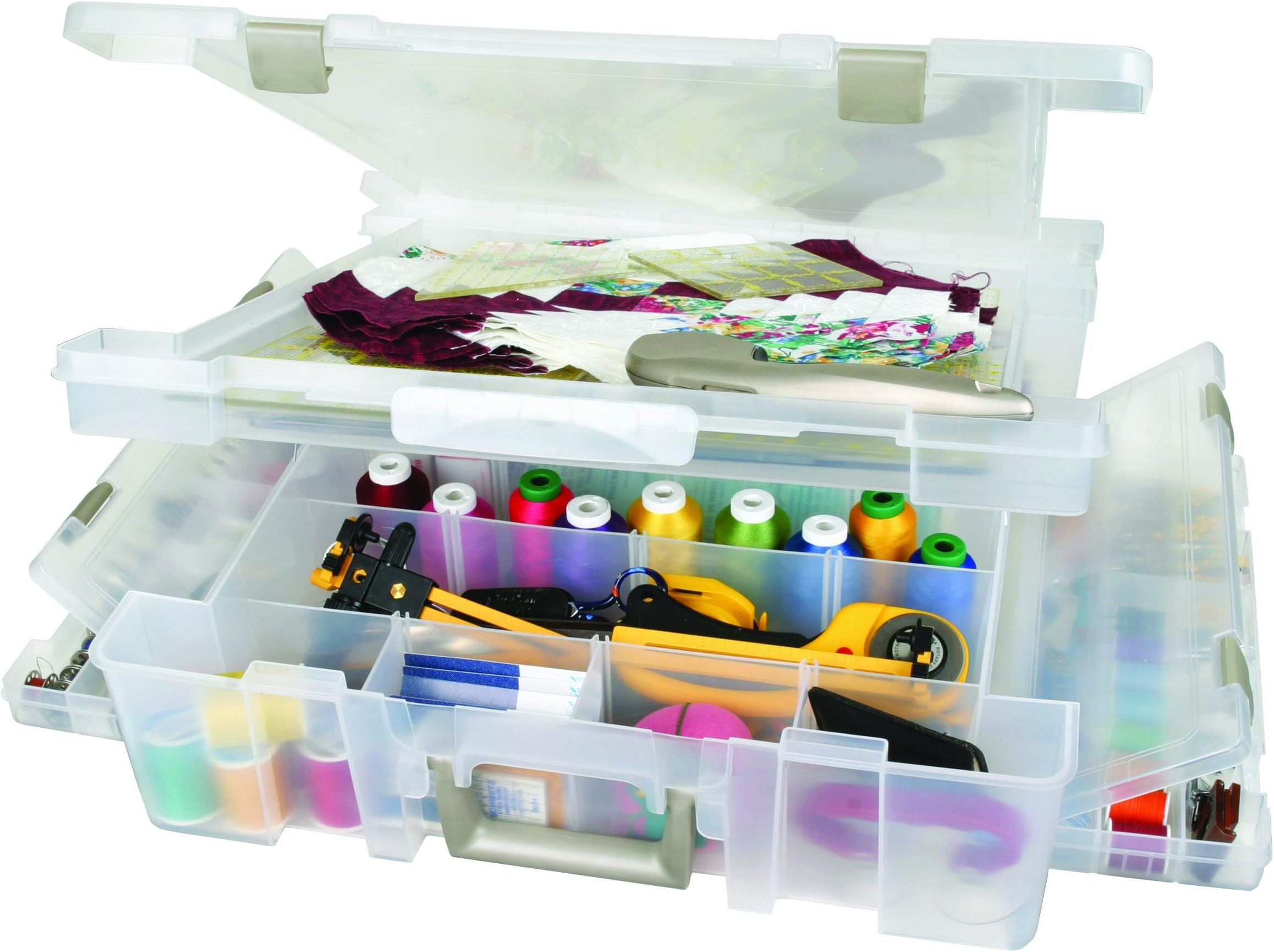 ArtBin 6980AB Super Satchel Deluxe 1-Compartment Lid/Divided Base, Translucent Clear