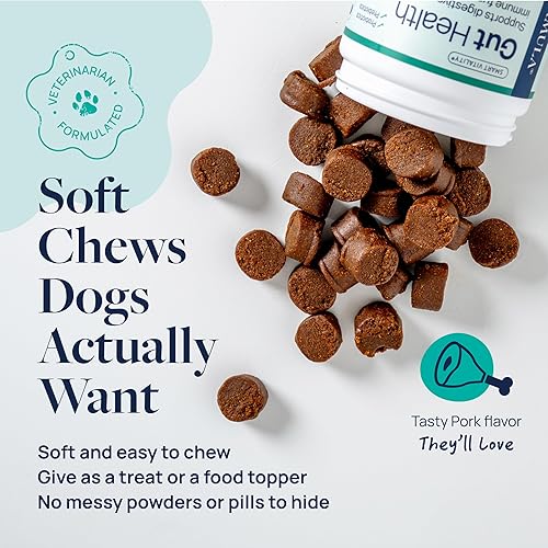 Miniatura 5 de Veterinary Formula Suplemento de salud intestinal para perros - Masticables probióticos formulados por veterinarios con enzimas digestivas y fibra -