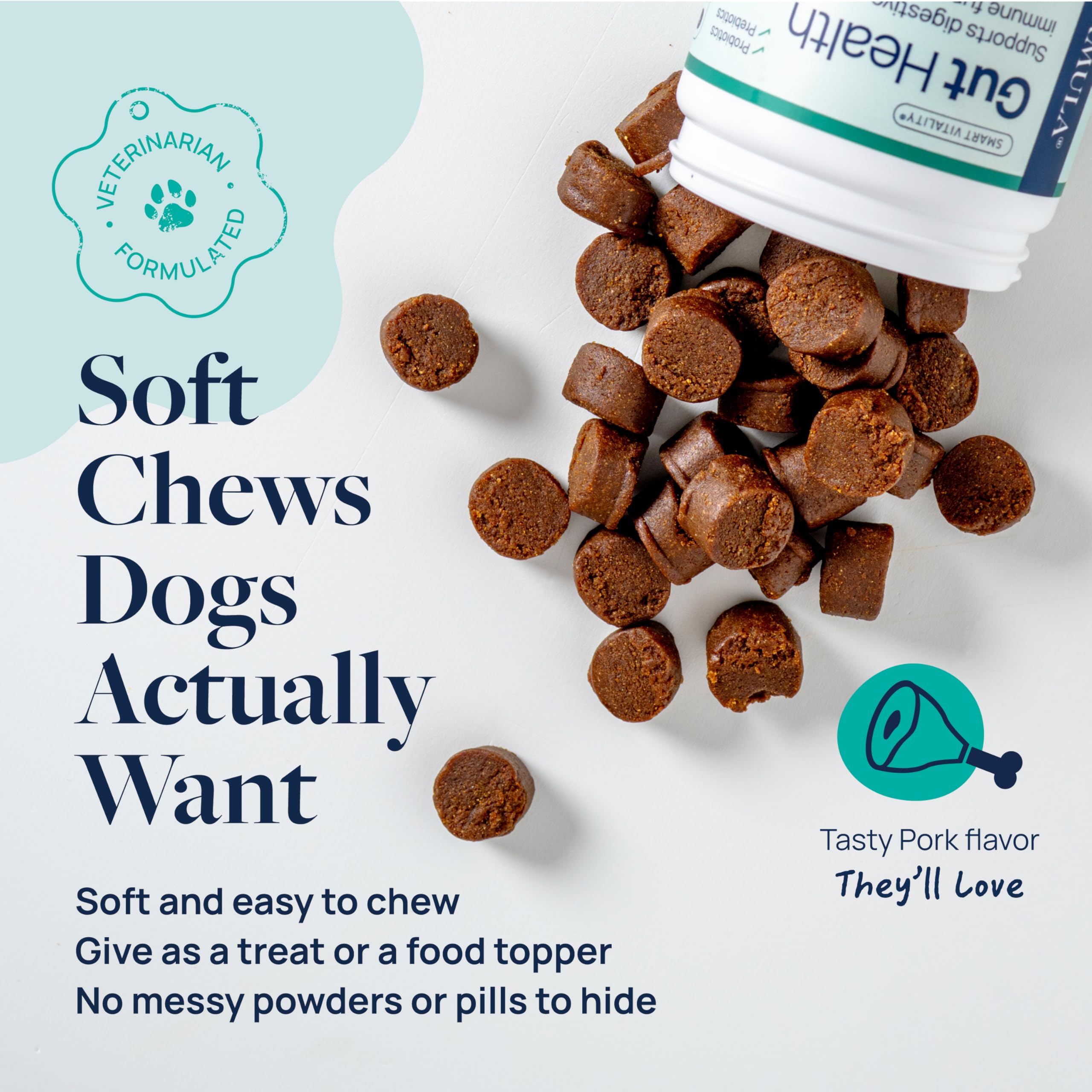 Veterinary Formula Gut Health Supplement for Dogs – Vet-Formulated Probiotic Chews with Digestive Enzymes & Fiber – Smart Vitality Supports Digestive Health, Gut Balance & Stool Quality, 60 Soft Chews - image 5