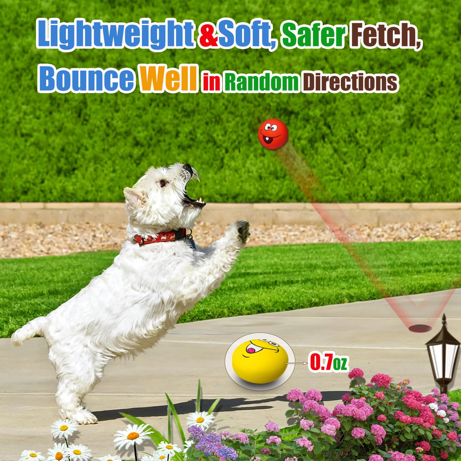 HOLYSTEED Jouet Chien Couineur, Jouet Petit Chien, Latex Jouets à Couinement pour Chiens, Balle Sourire 6 pièces
