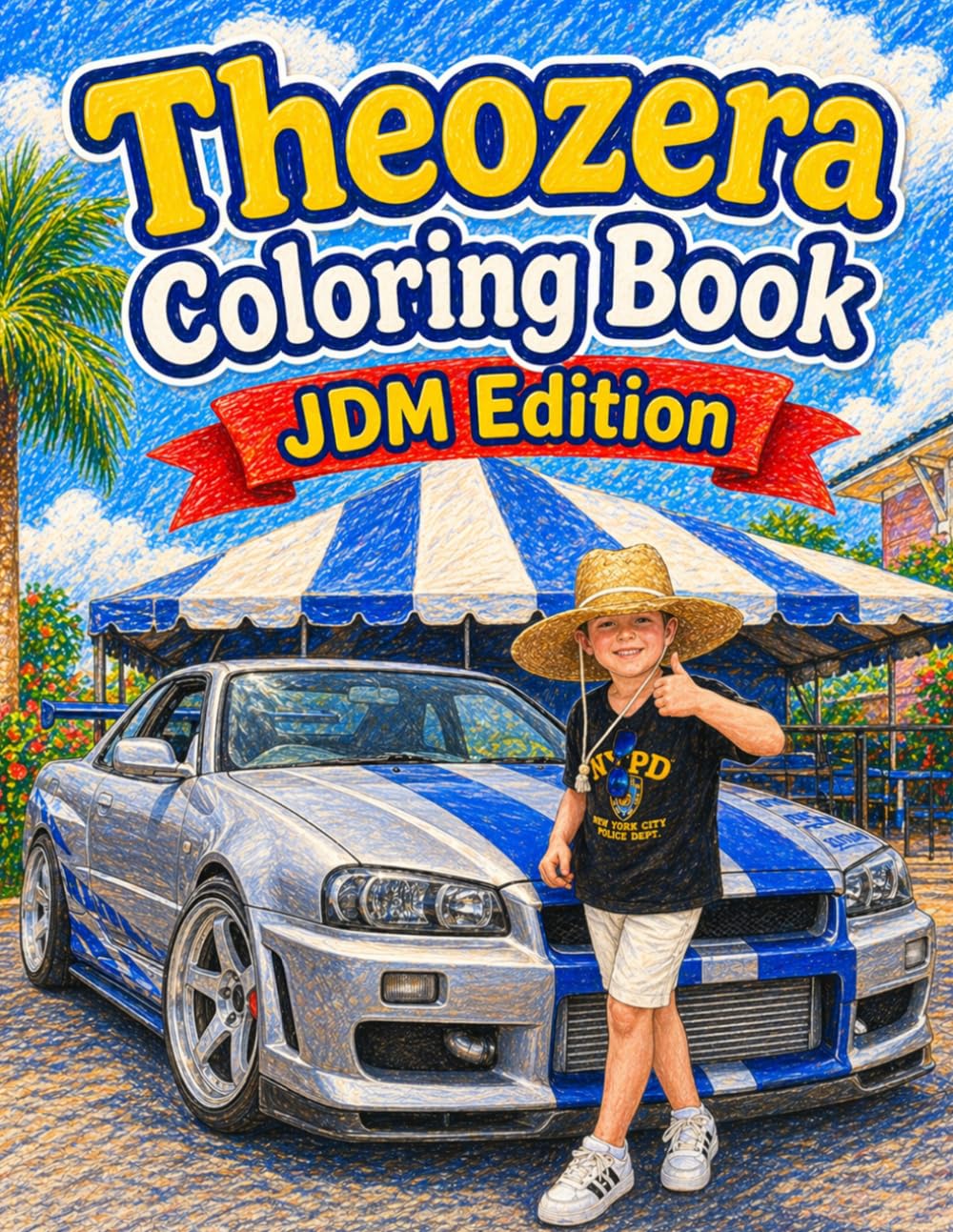 Theozera Cars Coloring Book: JDM Edition: Japanese Sports Cars, Tuner Builds, Drift Cars and Custom Street Racing Vehicles for Kids and Car Fans