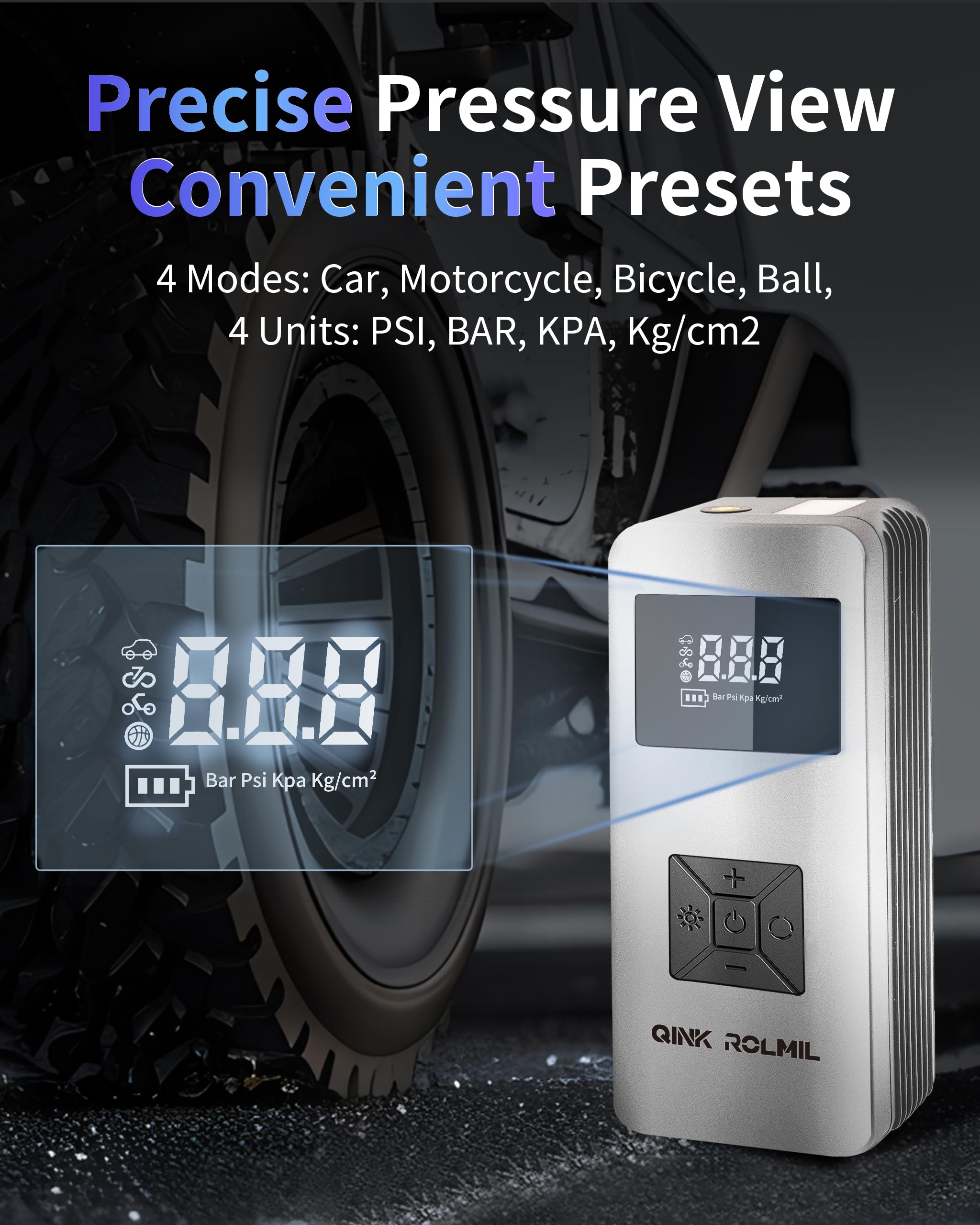 Arrancador de salto con compresor de aire, batería automotriz de 12 V 8000 A (gas de 6.0 L y 3.0 L diésel), bomba infladora de neumáticos de 150 PSI para automóvil, motocicleta y bicicleta