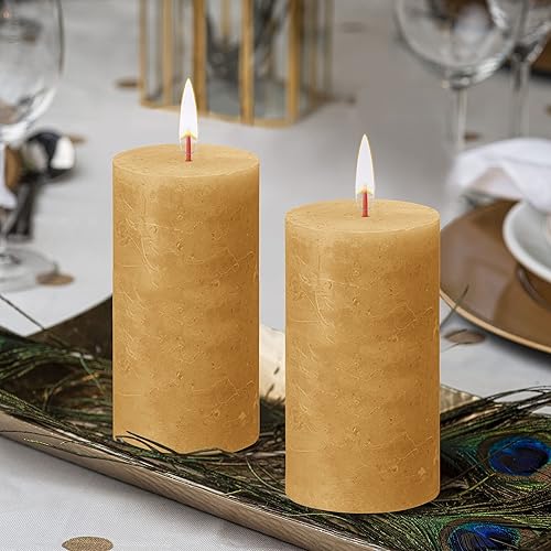 Miniatura 6 de BOLSIUS Paquete de 4 velas rústicas marfil de 2.75 x 5 pulgadas, calidad europea premium, cera natural ecológica a base de plantas, sin perfume, sin