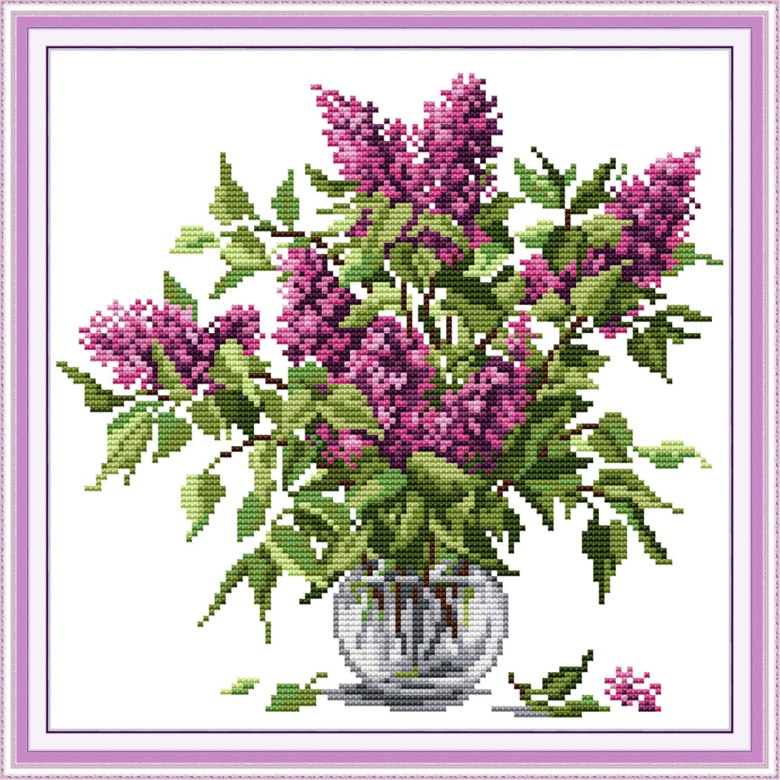 YEESAM ART Stamped Cross Stitch Kit 'Home Blessing' - 11CT Pre-Printed Fabric 44x82cm For Adults & Beginners