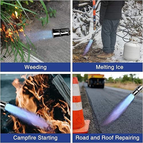 Miniatura 5 de Kit de antorcha de quemador de malezas de propano con encendedor de batería, adaptador de manguera y soporte de 10 pies, certificado por la CSA,