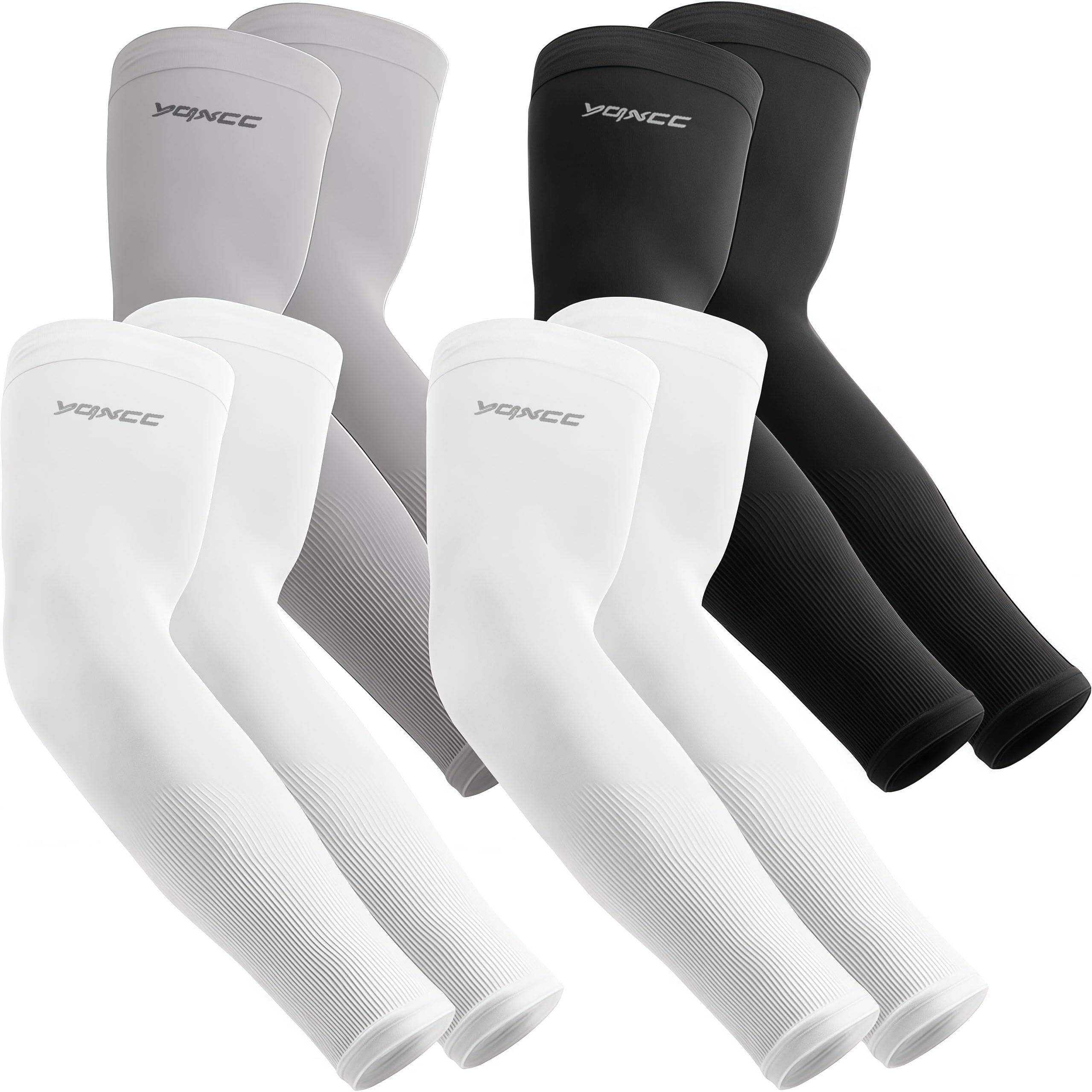 4 Pairs Arm Sleeves for Men Women, UPF 50 UV Sun Protection Cooling Sports Compression Sleeves for Golf Basketball