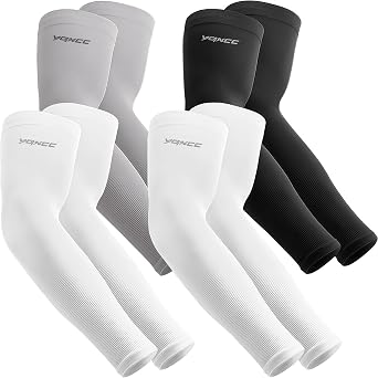 YQXCC 4 Pairs Arm Sleeves for Men Women, UPF 50 UV Sun Protection Cooling Sports Compression Sleeves for Golf Basketball