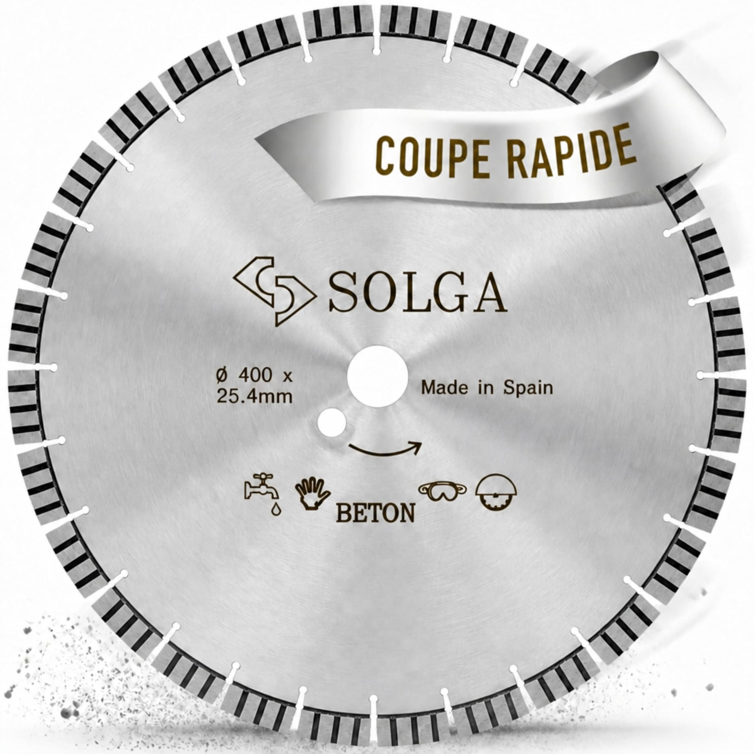 SOLGA Disque Diamant Turbo à Tronçonner -400 mm - 25,4 mm - 3,2 mm - Lame de Scie pour Meuleuse d’Angle Électrique et Thermique - Béton, Béton Armé, Asphalte, Brique, Pierre, Béton Cellulaire, Granit