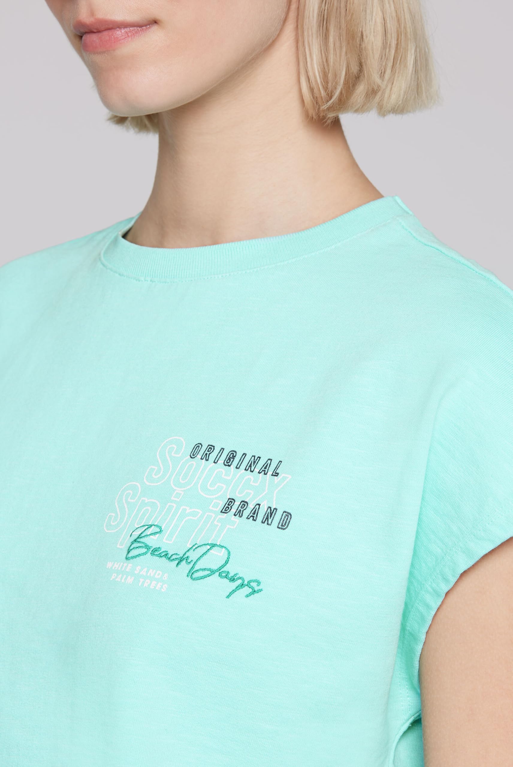 SOCCX Damen Ärmelloses Sweatshirt mit Rücken-Artwork