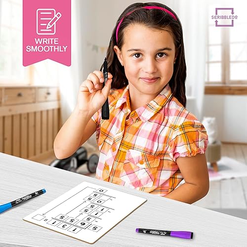 Miniatura 9 de Paquete de 2 pizarras blancas de borrado en seco de 9 x 12 pulgadas, pizarra blanca pequeña duradera y portátil de doble cara para práctica de