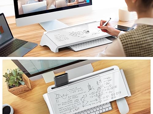 Miniatura 8 de Simple Houseware Pizarra blanca de borrado en seco, soporte para teclado de computadora con cajón, organizadores de escritorio para oficina, hogar,