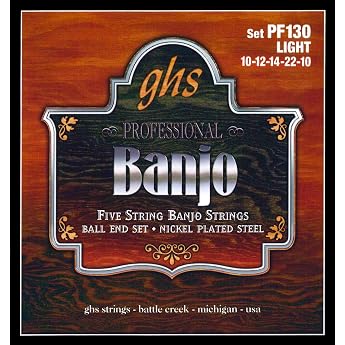 GHS Professional PF130 Banjo String Set 5-String Ball End Stainless Steel Light .011-.022