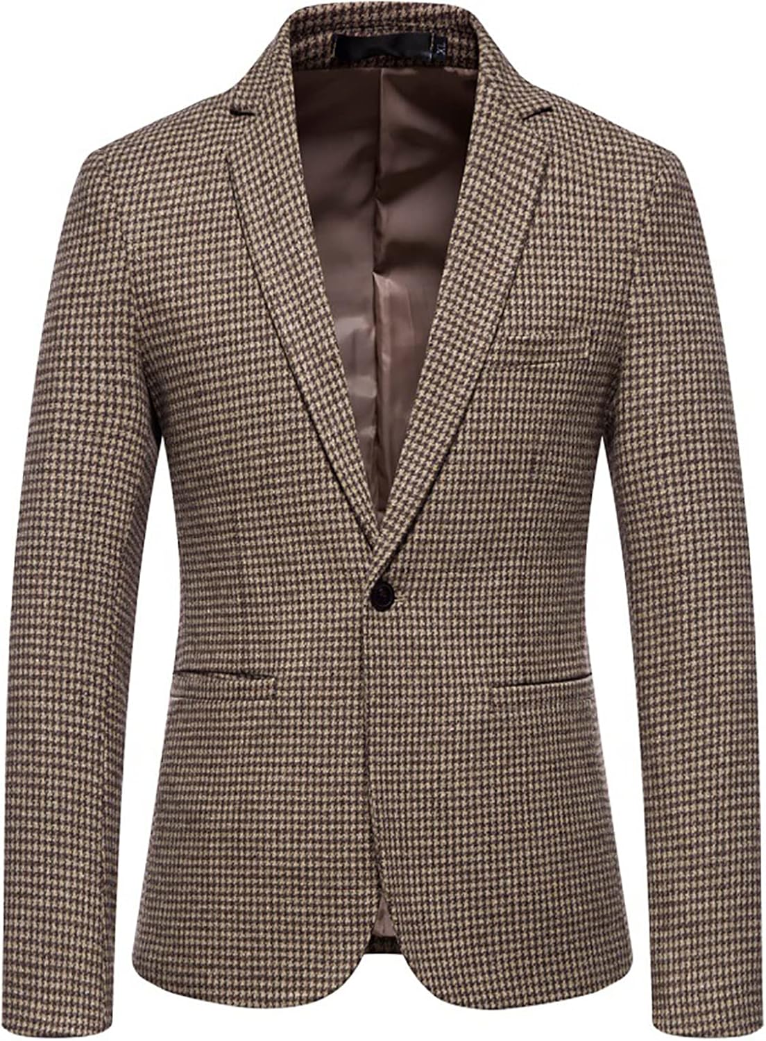 Mens Houndstooth Blazer Stylish Dinner Suit Jacket One