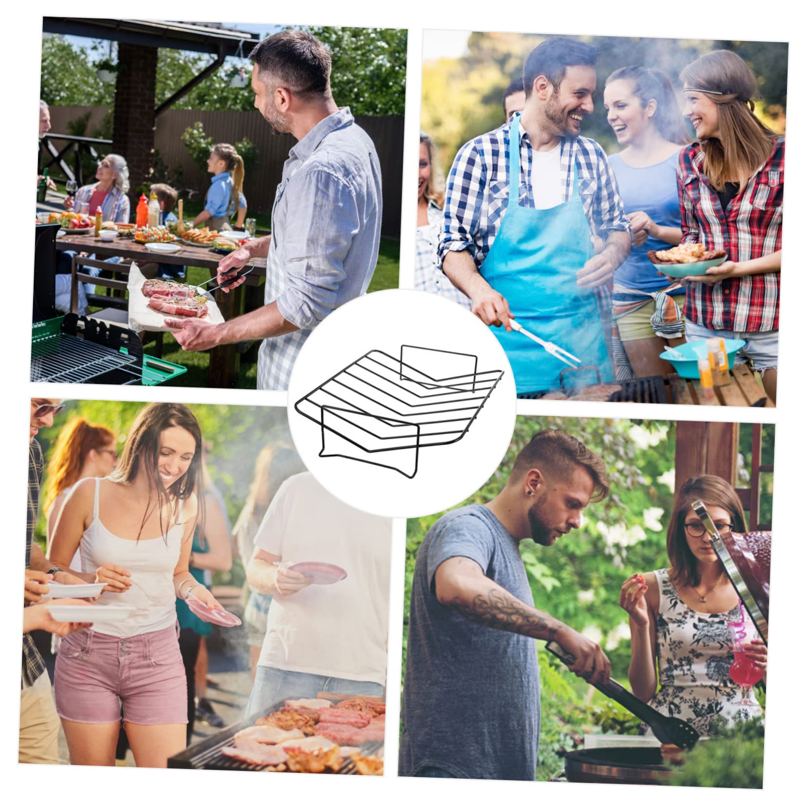 Kisangel Griglia Barbecue Portatile in Acciaio al Carbonio Nero per Outdoor | Supporto Leggero per Grigliata All'aperto, Formato Pratico, Adatto a Carne e Pollame, Uso Esterno