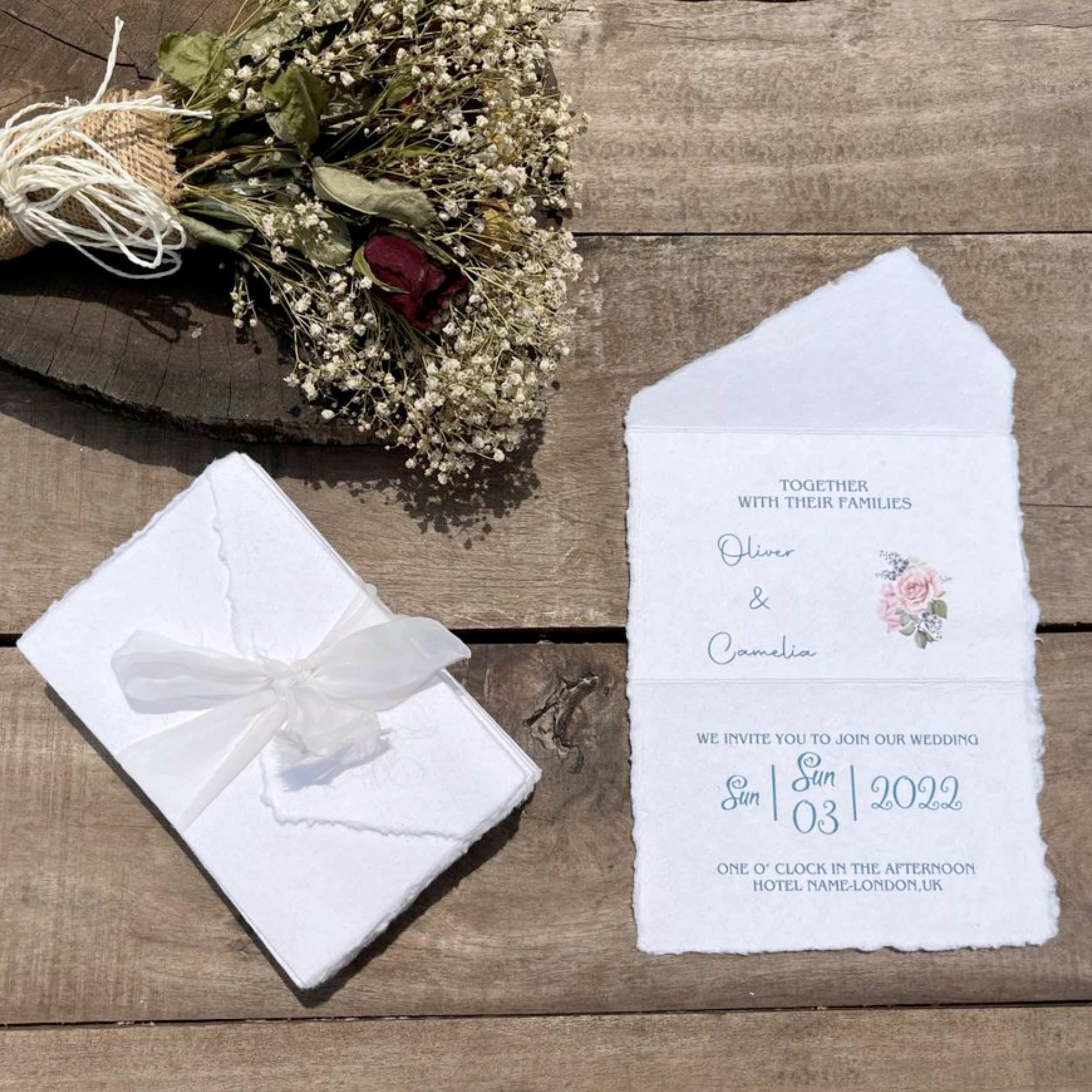 Wanderings Set di 25 biglietti e buste bianche fatte a mano, 11x16 cm, per annunci, inviti di nozze, biglietti di auguri, artigianato, spessore 150 GSM