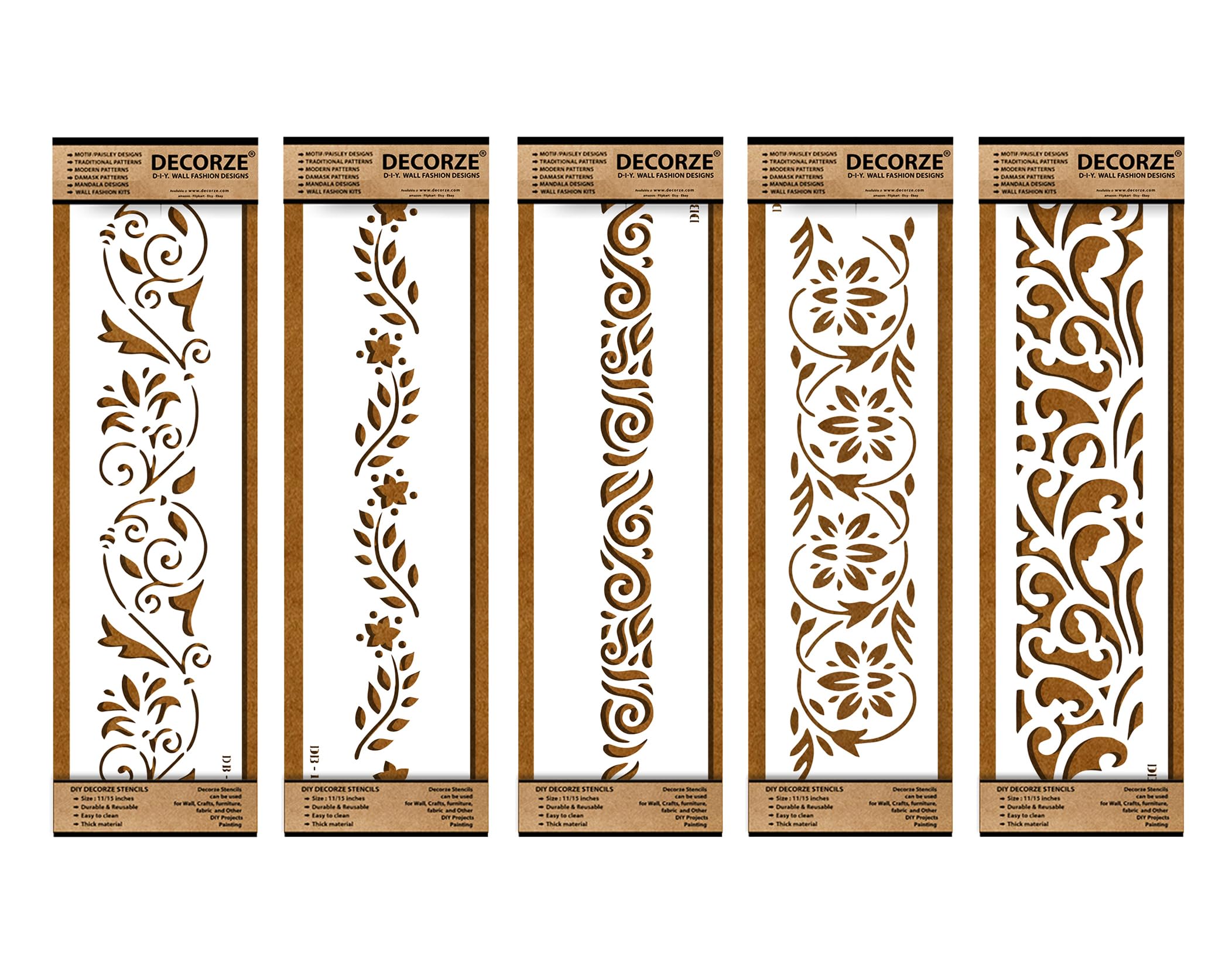 Decorze Plastic Stencils for Border Art, Stencils for Wall, Border Stencils for Wall Painting Suitable for Room Wall Decoration Purpose (Set of 5)(Color-White)|Design-5 (B0CL4RGN5G) Amazon Price History, Amazon Price Tracker
