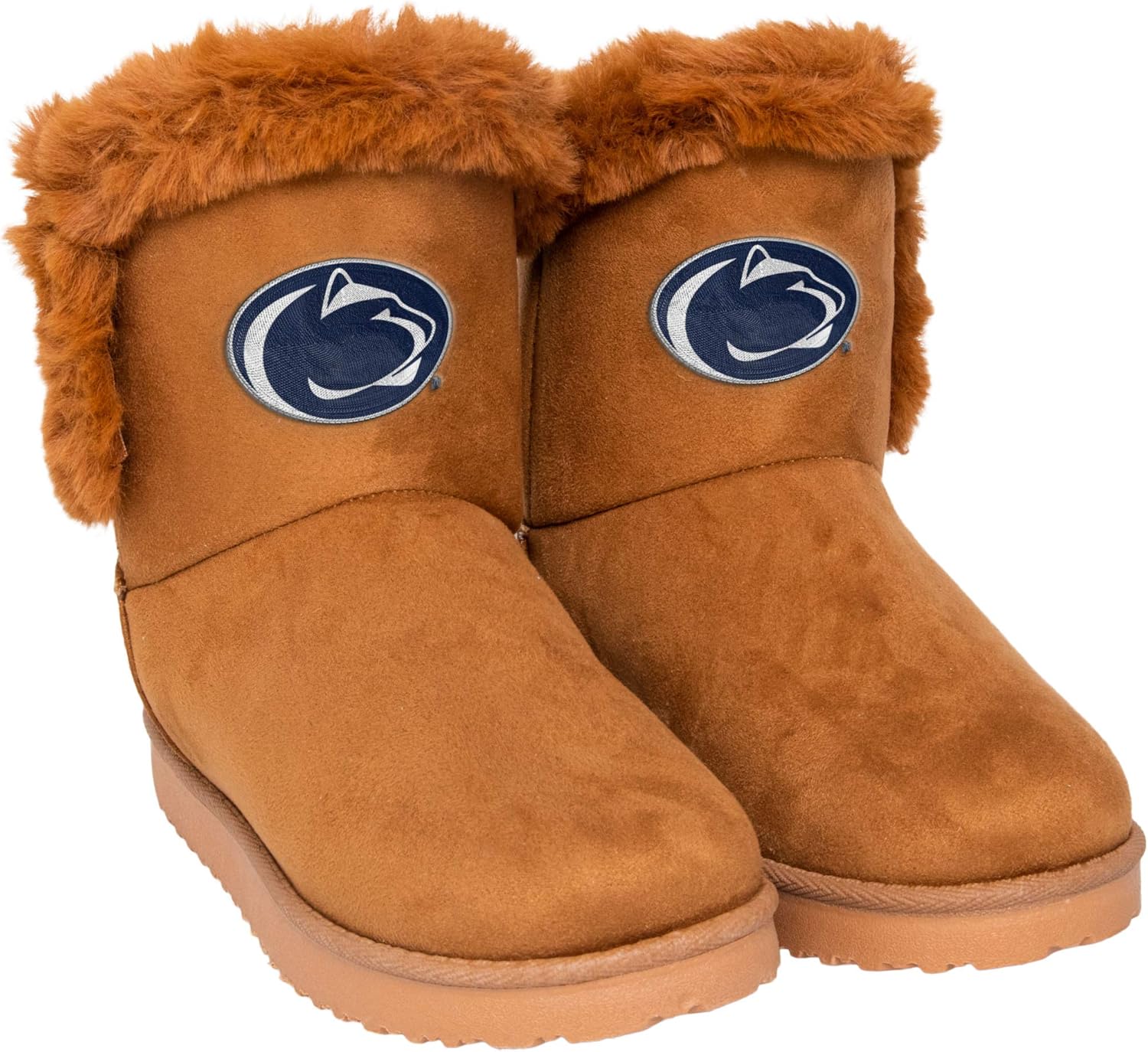 FOCO Women's NCAA College Team Logo Brown Faux Fur Boots