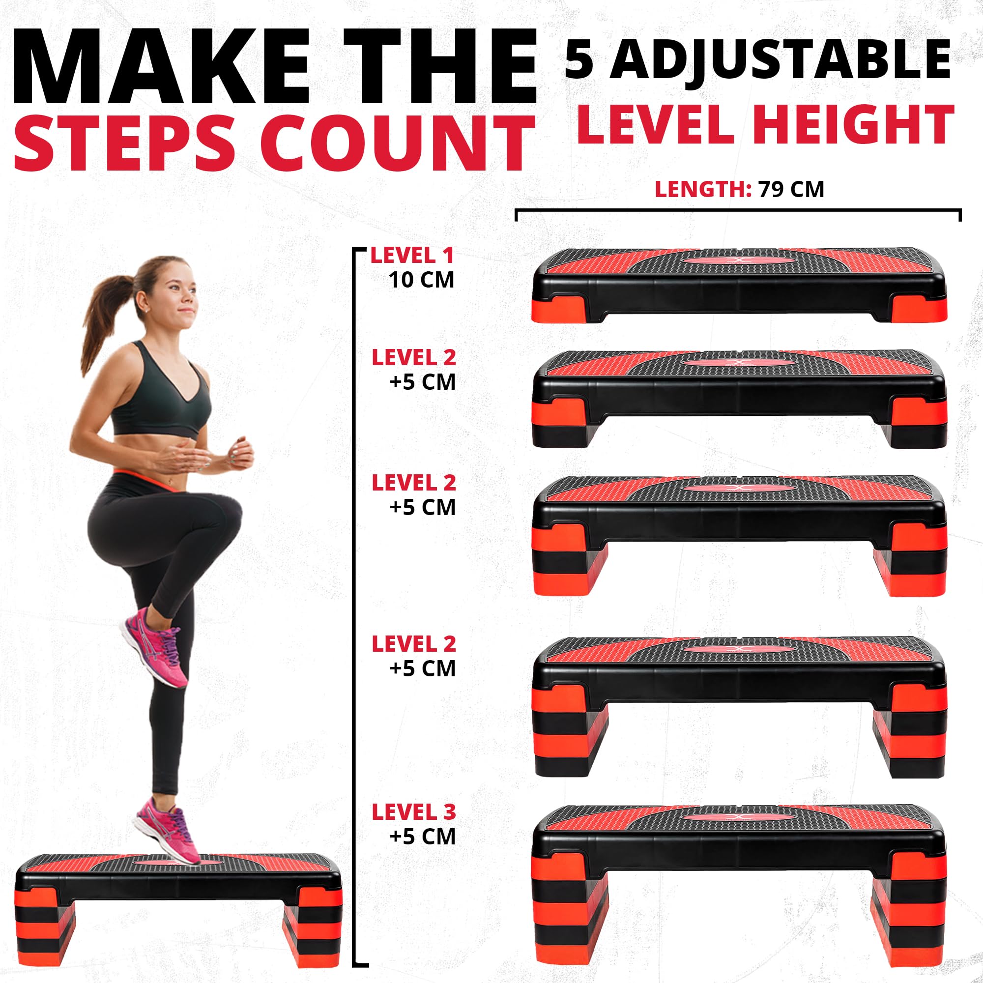STEPPER AEROBICA PEDANA STEP REGOLABILE 2 LIVELLI CARDIO FITNESS YOGA PALESTRA | Leroy Merlin