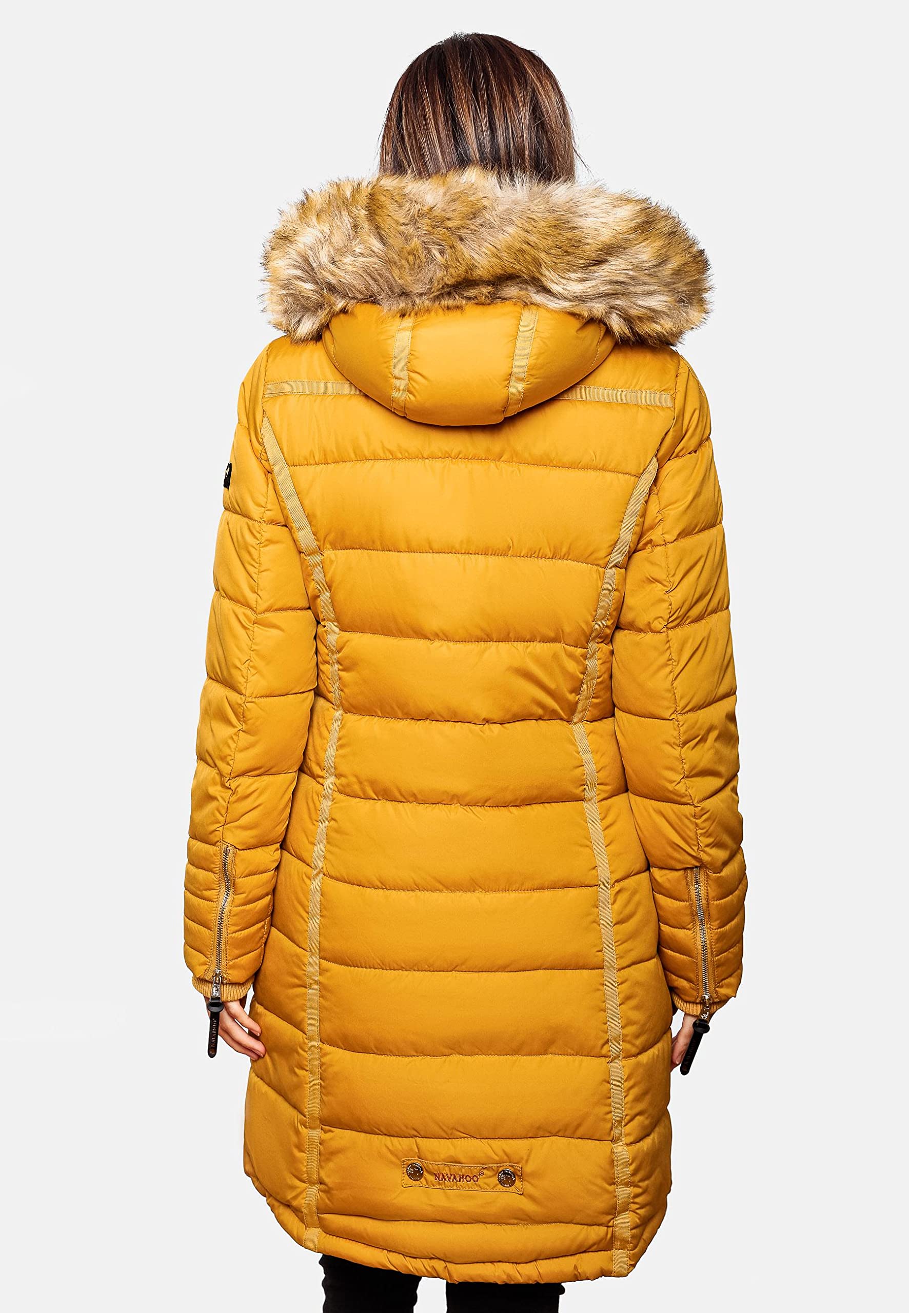 Navahoo Papaya Abrigo Guateado extralargo de Invierno para Mujer con Capucha de Pelo sintético 12 Colores XS-XXL