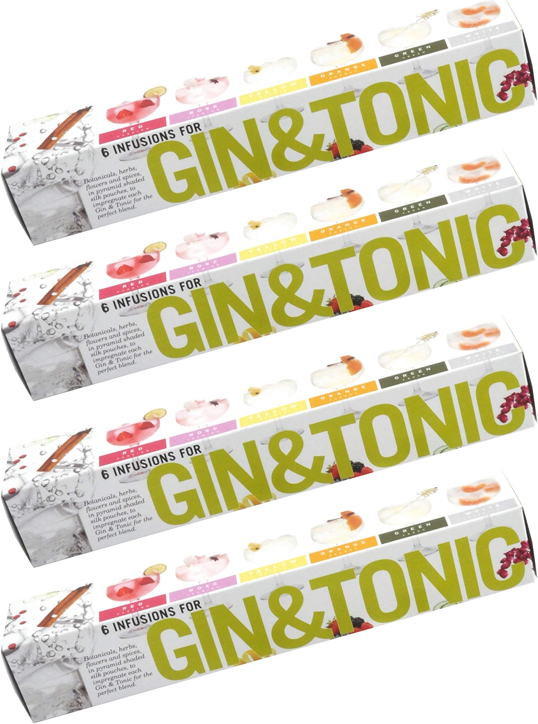 Te Tonic Gin And Tonic infusions set- Nanopack 6 Different Flavored Gin Botanicals Herbs Infusions Bags- [Pack of 4]