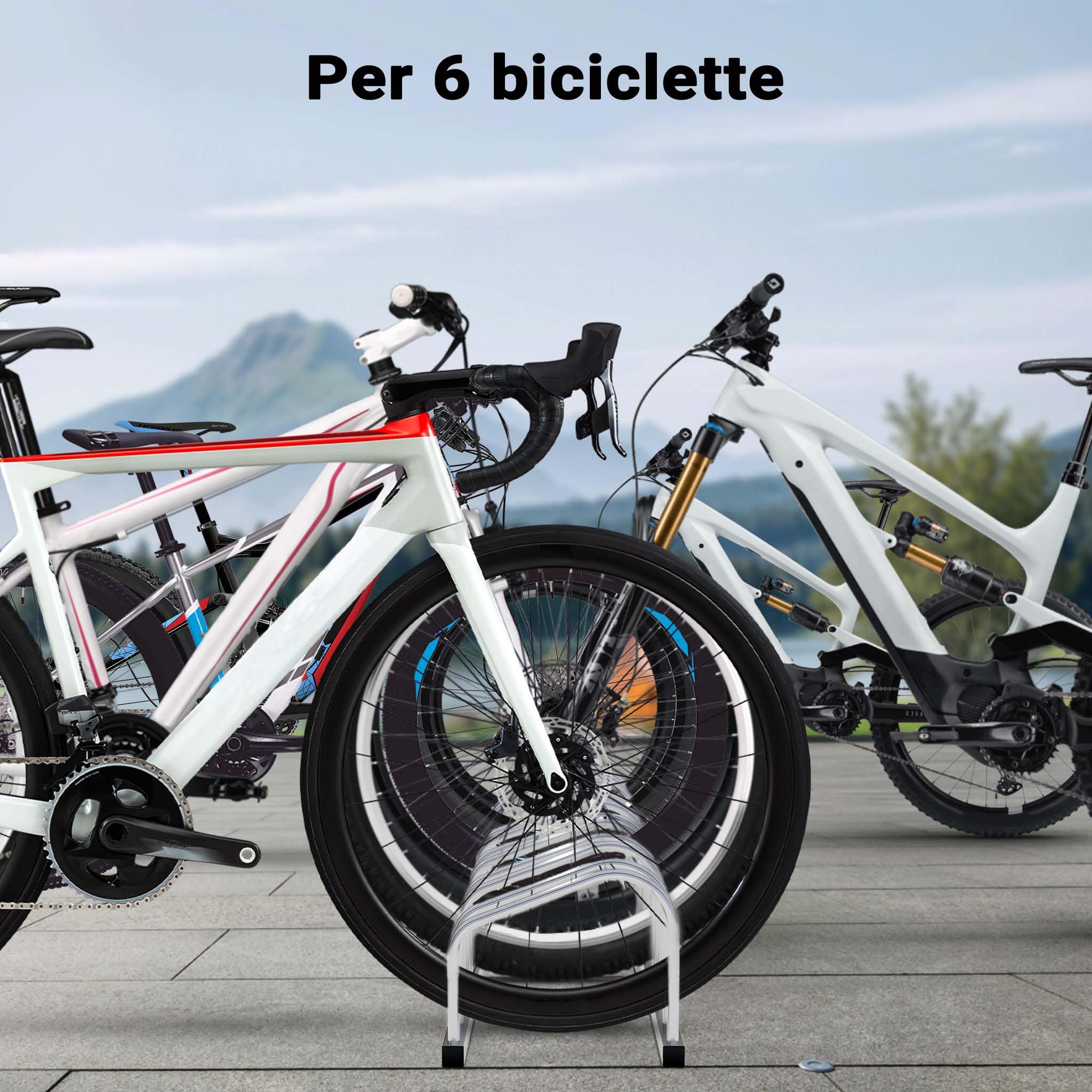 Rastrelliera per 6 biciclette Portabici in acciaio zincato per interno ed esterno Supporti