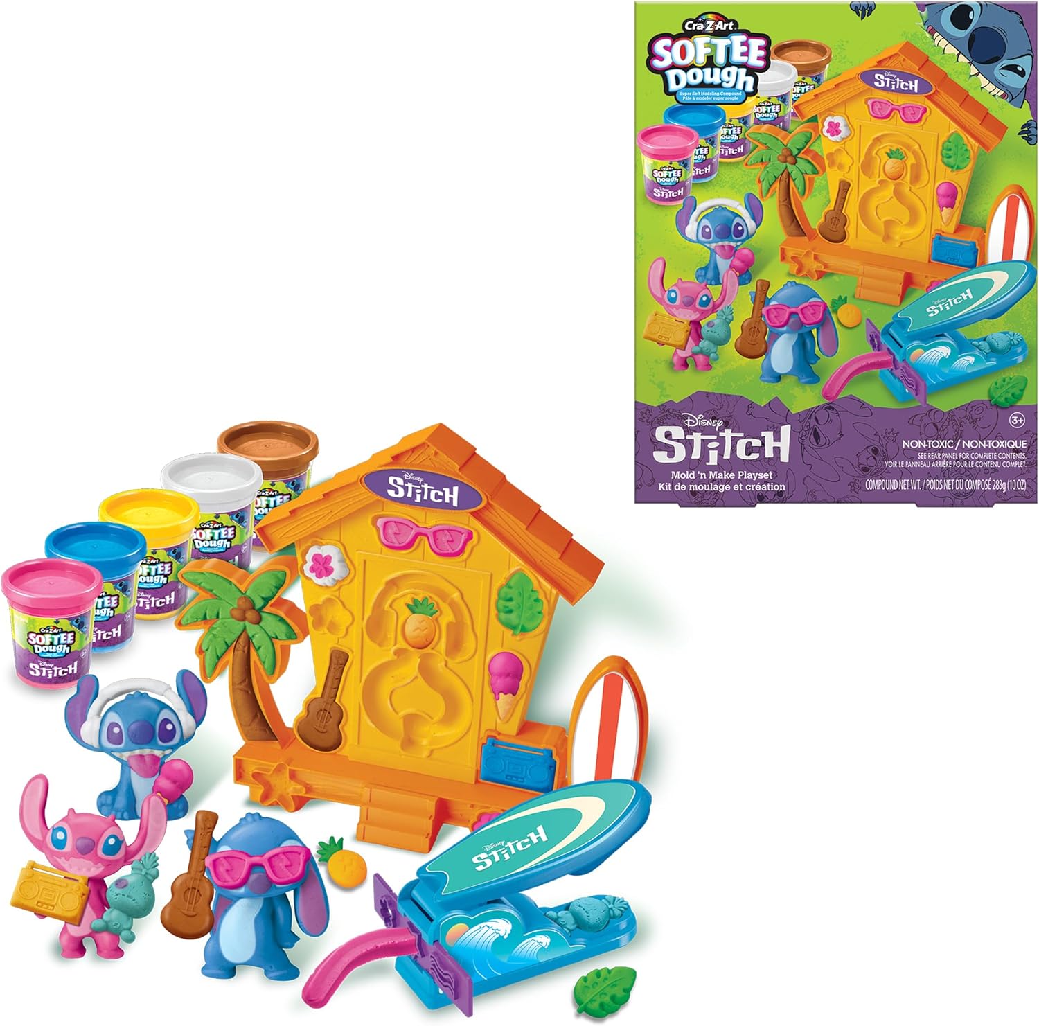 Lexibook, CRDOUGH50D BLUE GREEN STITCH FIGURINE MAKING KIT - SOFT & MOULDABLE PLAYING MATERIAL