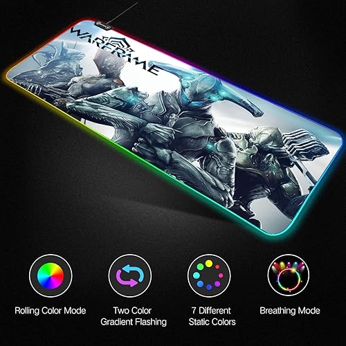 Miniatura 3 de Alfombrilla de ratón para juegos Warframe Heroes RGB de gran tamaño para ratón de goma para computadora y juegos alfombrilla de ratón para