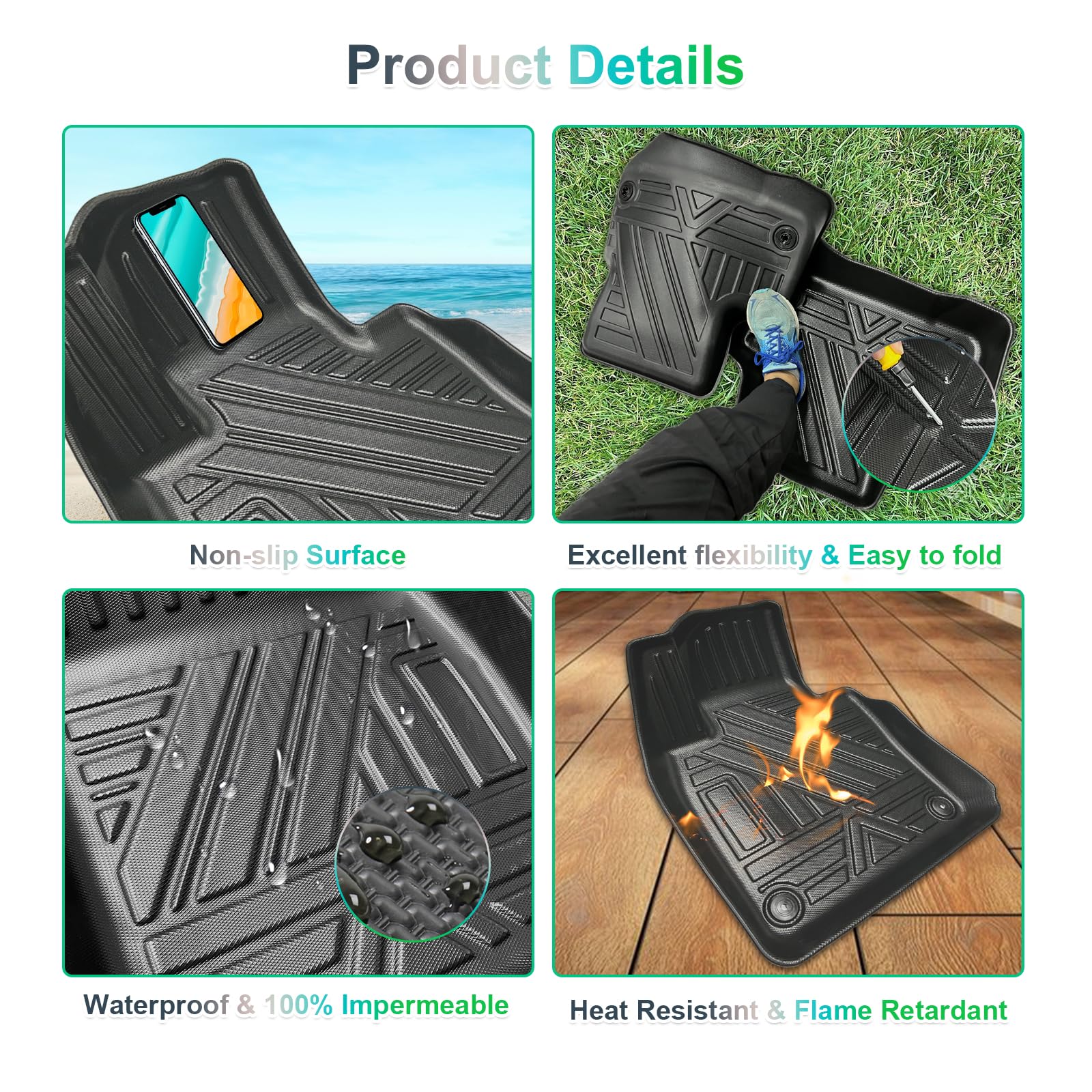 Tapis Caoutchouc Voiture Peugeot 1007 – 4 Pièces, Antidérapants, Protection Plancher (2004-2009)