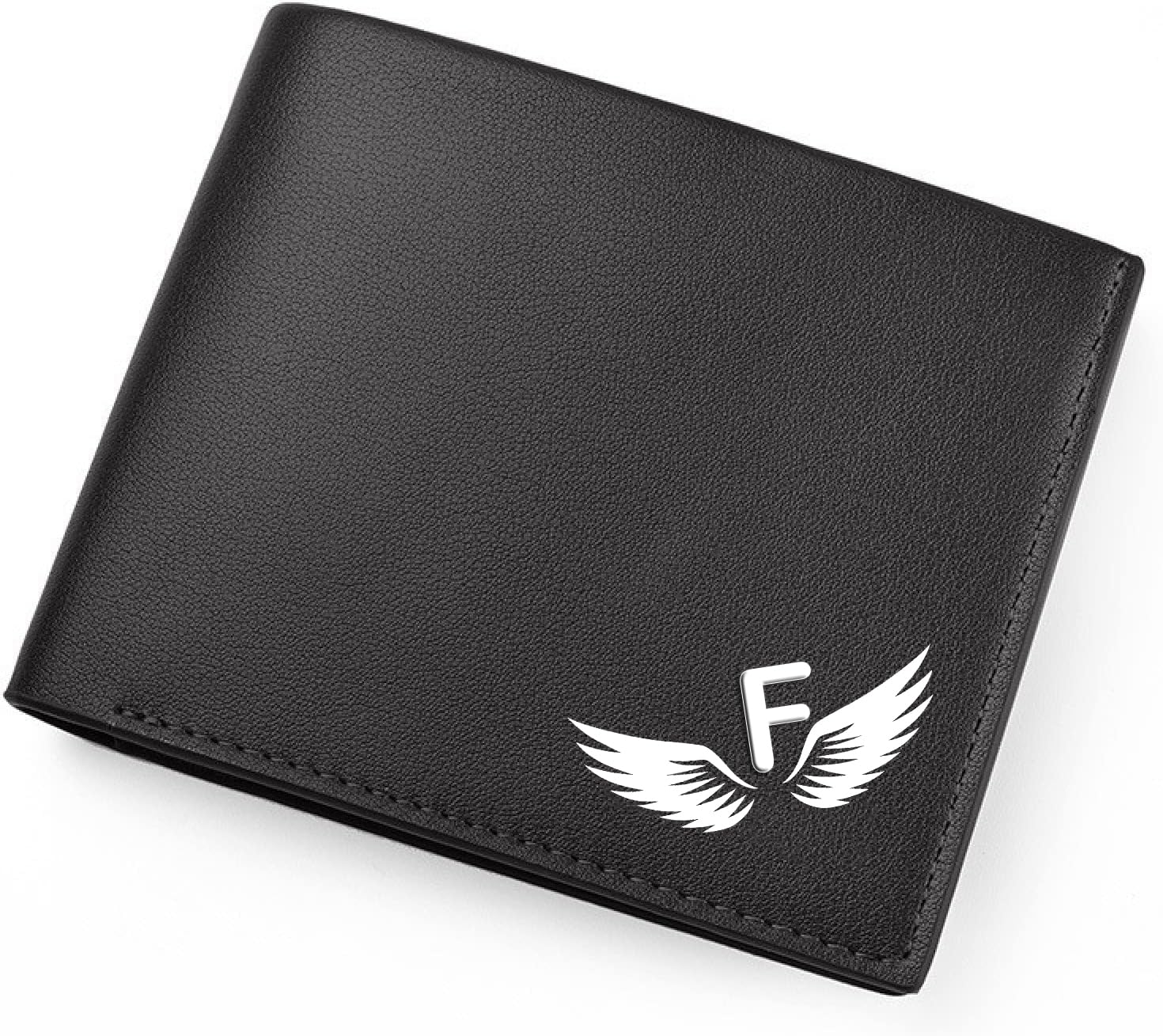 Mens Black PU Leather Purse | Wallet for Men and Boys Alphabet Name Wallet Gifts for Men | Personalized with Name & Charm Purse (F, Black)-image-46