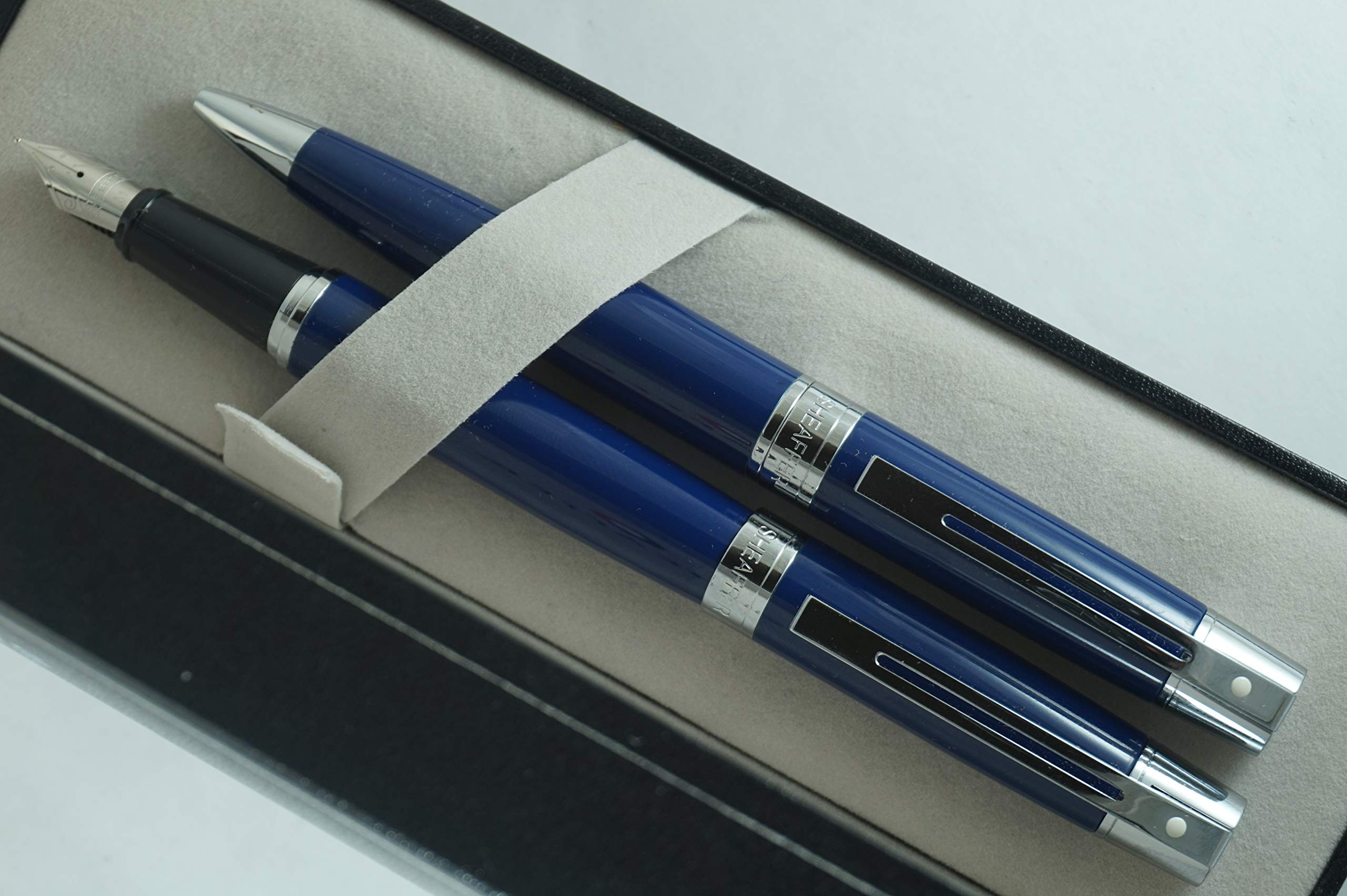 SheafferCross 300 Collection II Metallic Midnight Blue, Compact, Polished Barrel and Appointments Medium Fountain Pen and Ballpoint pen set