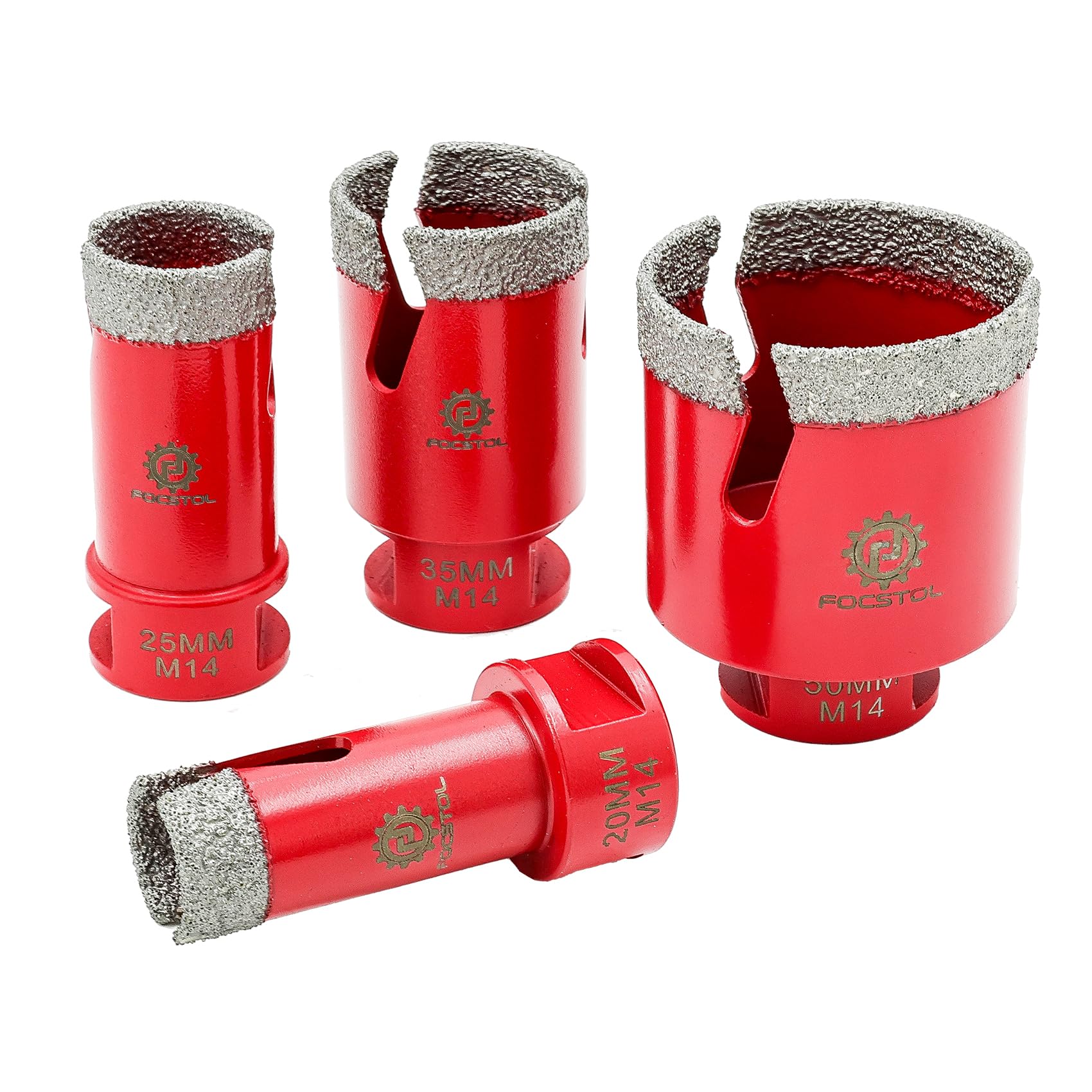 FOCSTOL Punte Diamantate Gres Porcellanato - 4 pezzi (20/25/35/50mm) Punte Trapano Diamantate per Piastrelle Ceramica Marmo Graint