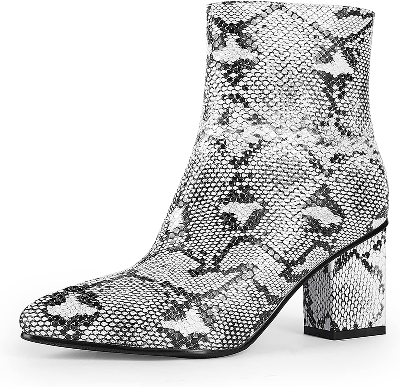 wetkiss Rhinestone/PU Low Chunky Pointed Toe Knee High Boots for Women with Full Bling Sparkly Crystals Booties for Wedding Party Date Dress