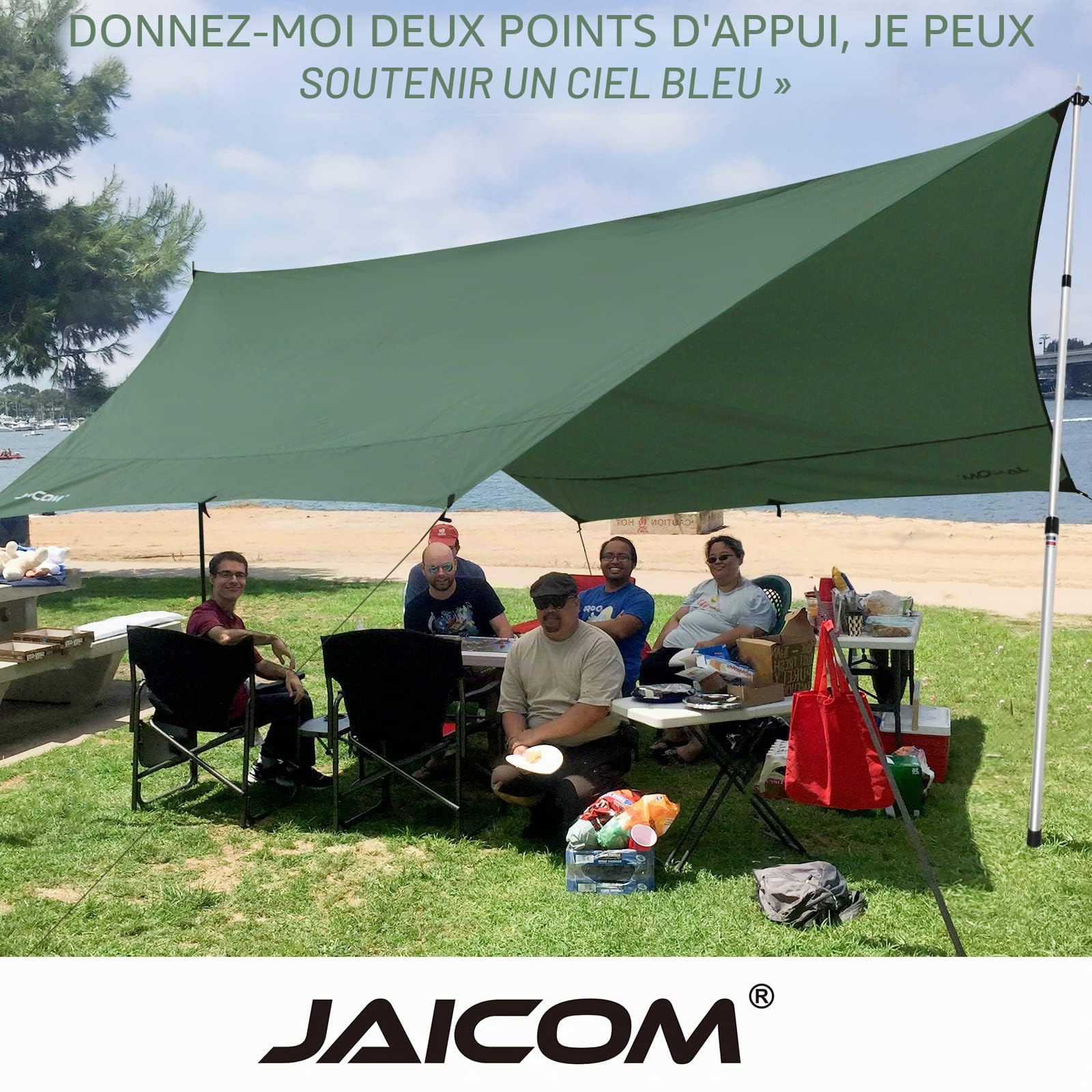 JAICOM Lot de 2-4 poteaux de Tente télescopiques en Aluminium - Extensible et réglable - 95 à 230 cm - pour Camping, Tente, bâche, auvent, Plage
