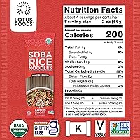 Vista 2 de Lotus Foods Fideos de arroz orgánico de soba – Fideos de arroz orgánicos, fideos asiáticos, fideos de arroz sin gluten, arroz integral y harina