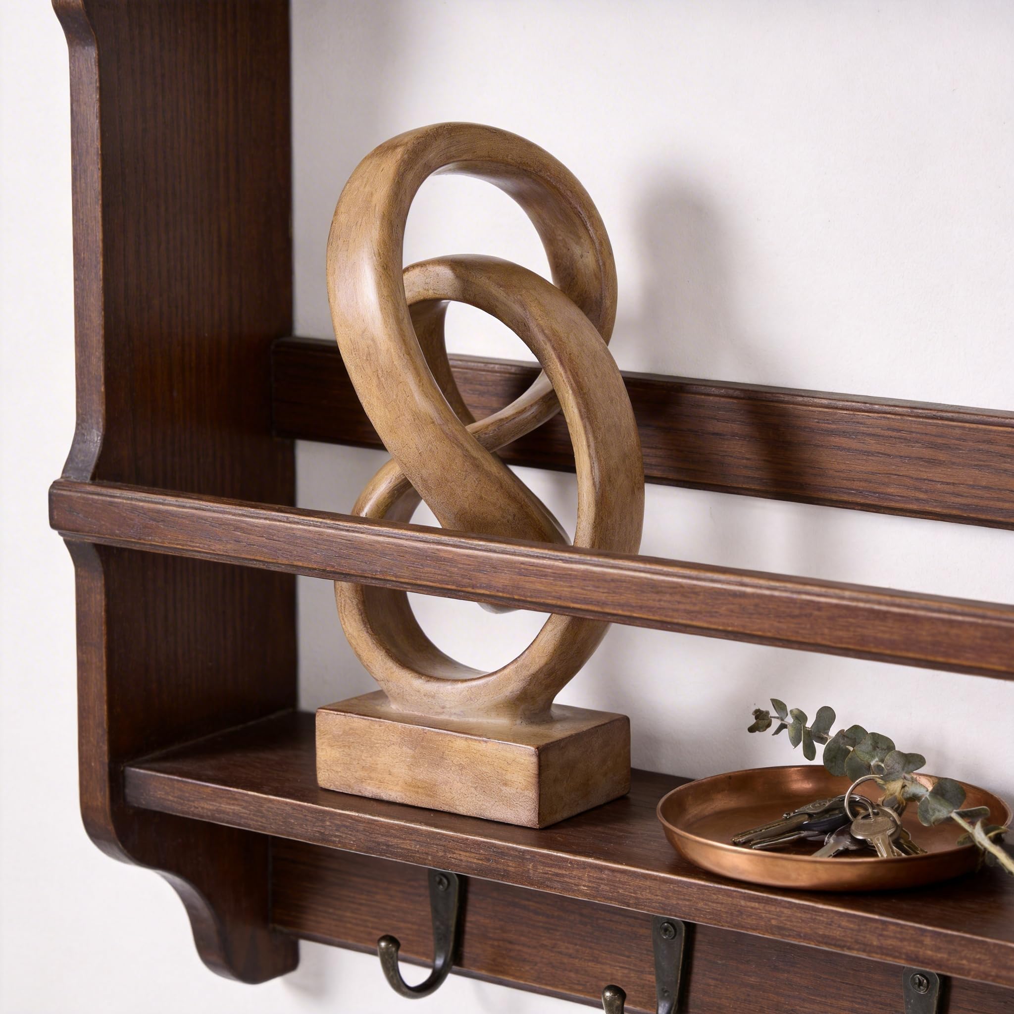WUBIANJIE Moderne abstrakte Knotenskulptur, künstlerisch von Mobius inspirierte Harzdekoration, elegante Dekoration für Zuhause und Büro, Holzfarbe