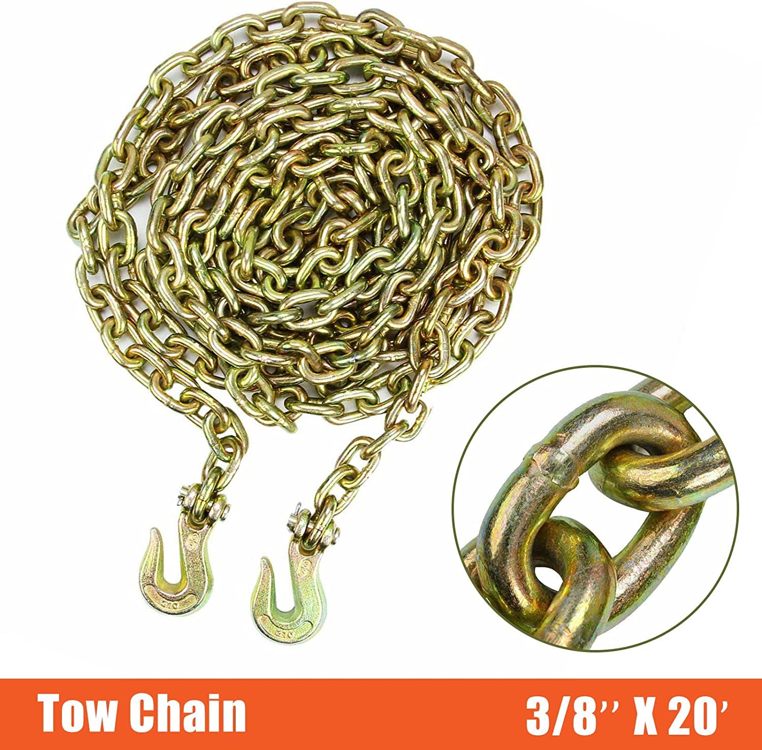 BATONECO 3/8 x 2' G70 Tow Chain V- Bridle with 15 Long