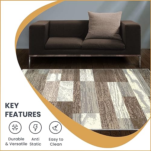 Miniatura 9 de SUPERIOR Rockwood alfombra de área, color chocolate