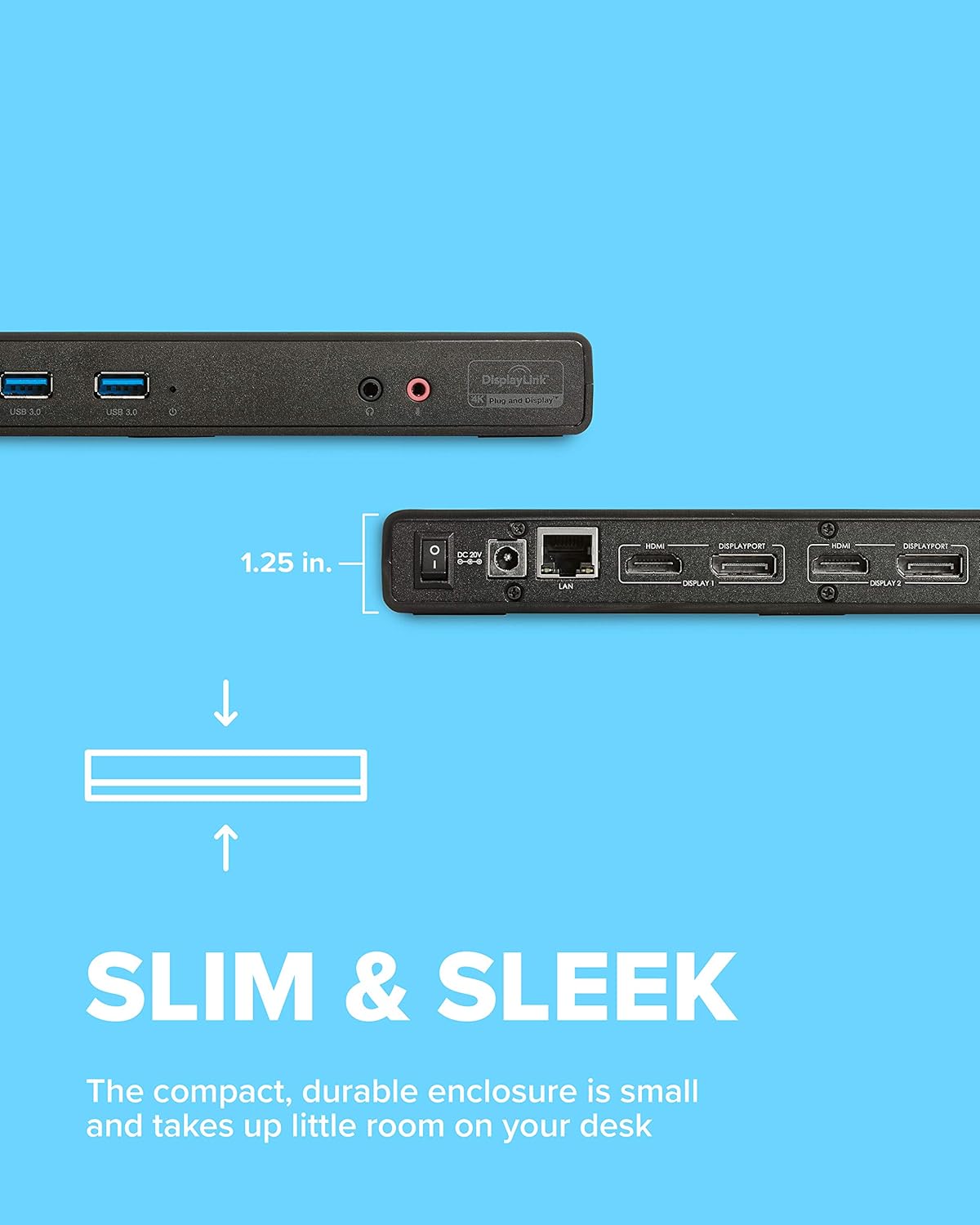 Suреr Sаlе 🛒 VisionTek VT4000 Universal Dual 4K Laptop Monitor Docking Station, Dual UHD Video, HDMI, DisplayPort, USB 3.0, USB-C, RJ45 Ports, for Mac & Windows (901005), Black