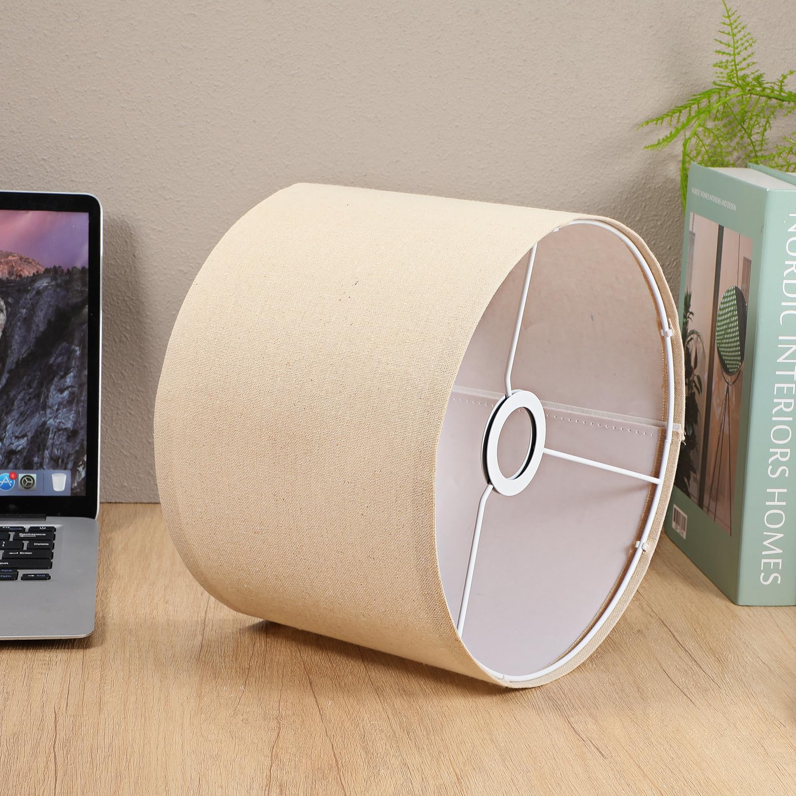 Paralume Grande 50 Cm in Lino Beige per Lampada da Tavolo e Lampada da Terra, Design Staccabile Unico Attacco E27, per Ufficio e Camera da Letto
