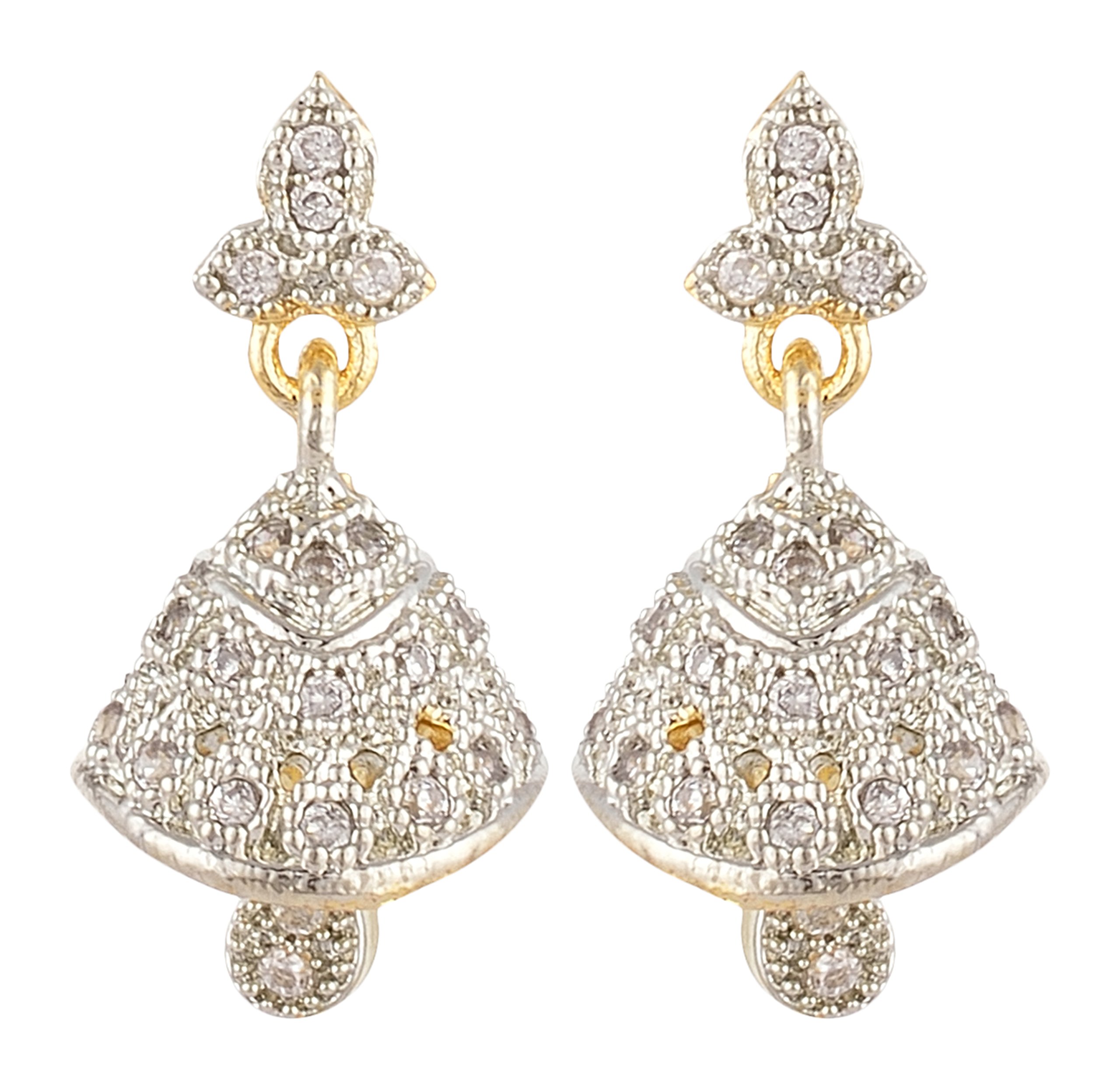 SKN Silver and Golden American Diamond Jhumki Earrings for Women & Girls (SKN-3249) (B073WWCMMD) Amazon Price History, Amazon Price Tracker