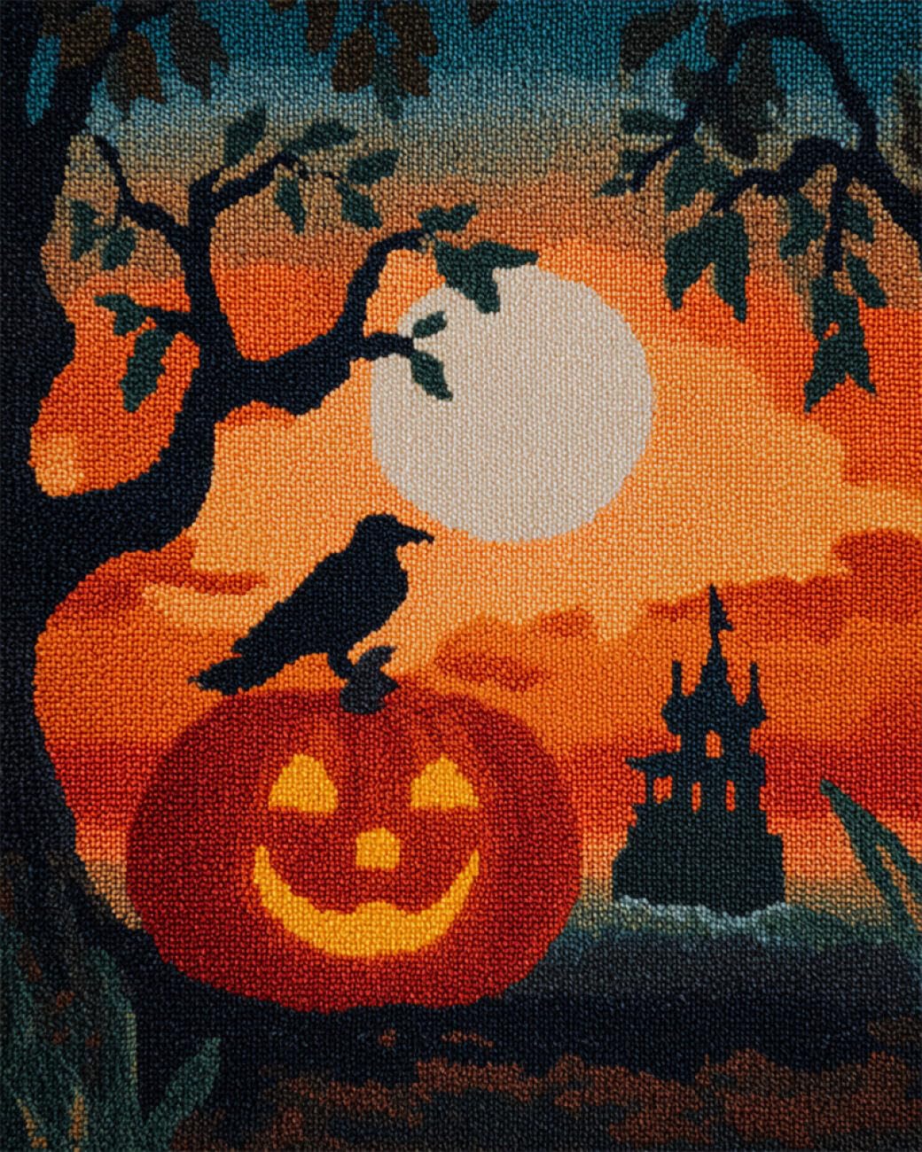 AxiangziK DIY Rug Making Kit Halloween Castle DIY Latch Hook Kits Hand Craft Embroidery Tapestry Carpet Rug Making Enthusiasts Gift 21x29in