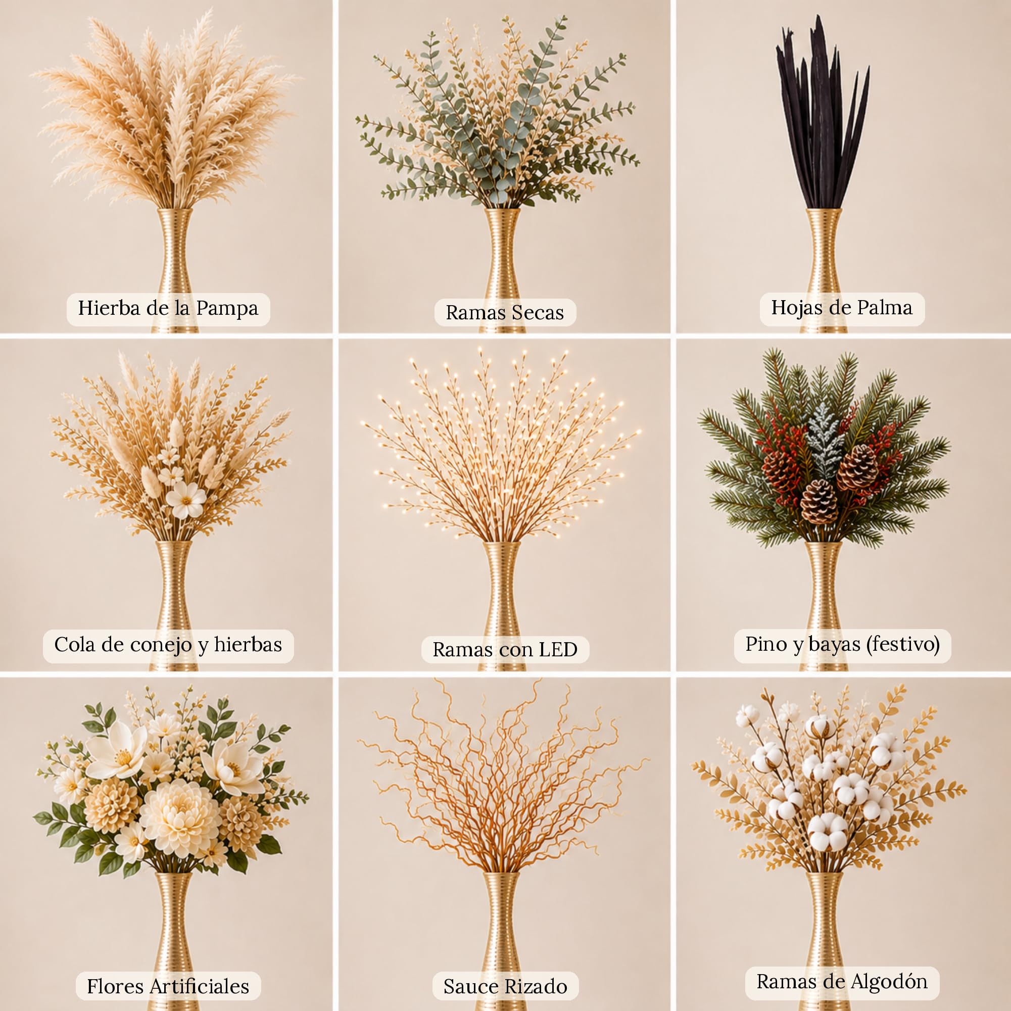 Leewadee Jarrón de Suelo Grande 85 cm Madera de Mango Pampa & Flores Secas | Jarrón Deco para Salón, para Ramas & Hierbas Secas. Más resistente que la Cerámica, sin Agua. Boho