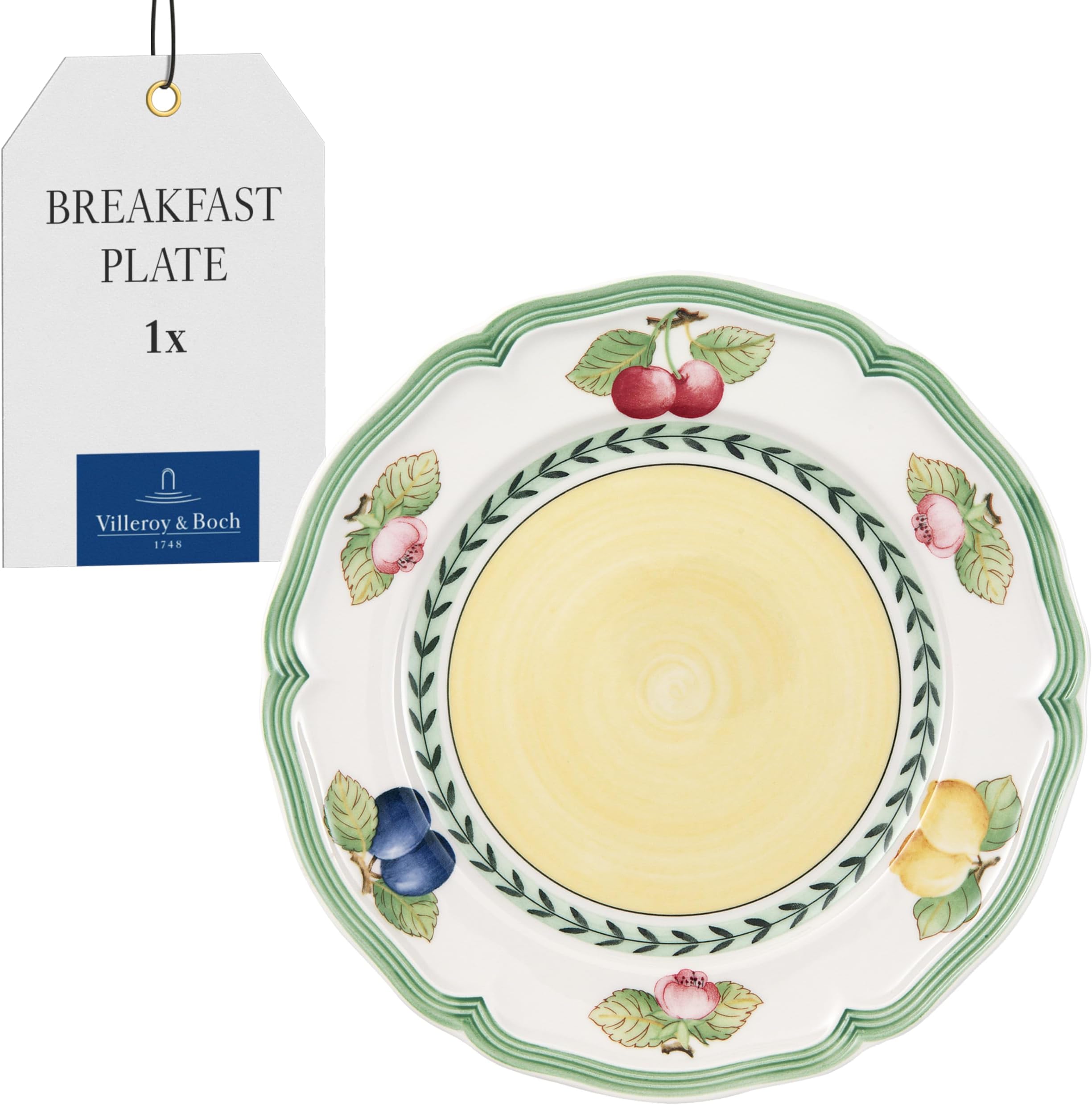Villeroy & Boch French Garden Fleurence Breakfast Plate, 21 cm, Premium Porcelain, White/Multicoloured