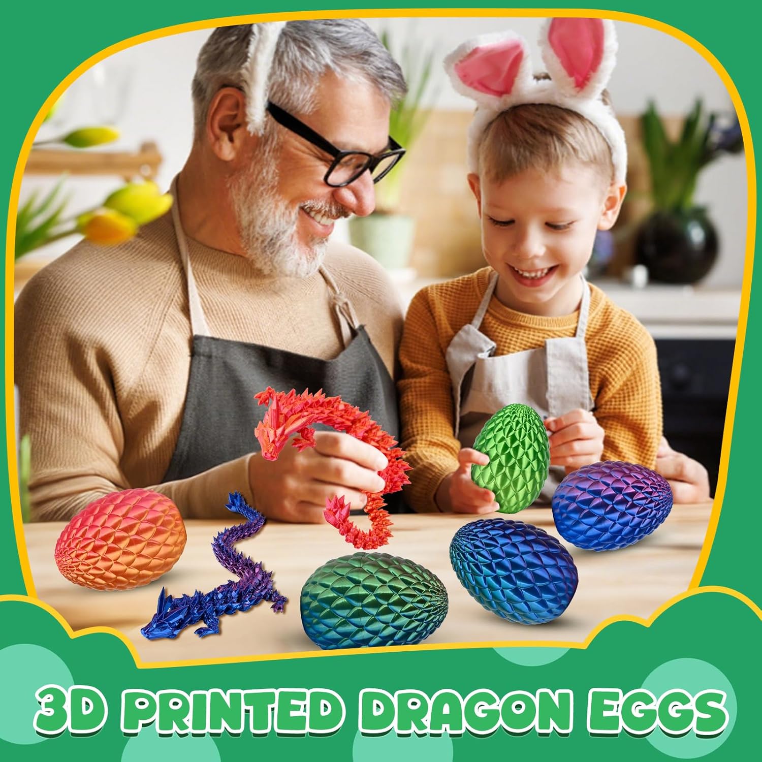 3D Printed Dragon Egg with Dragon Inside,Mystery Articulated Crystal Dragon Fidget Toys for Kids, Teens & Adults - Easter, Christmas & Birthday Surprise Gift