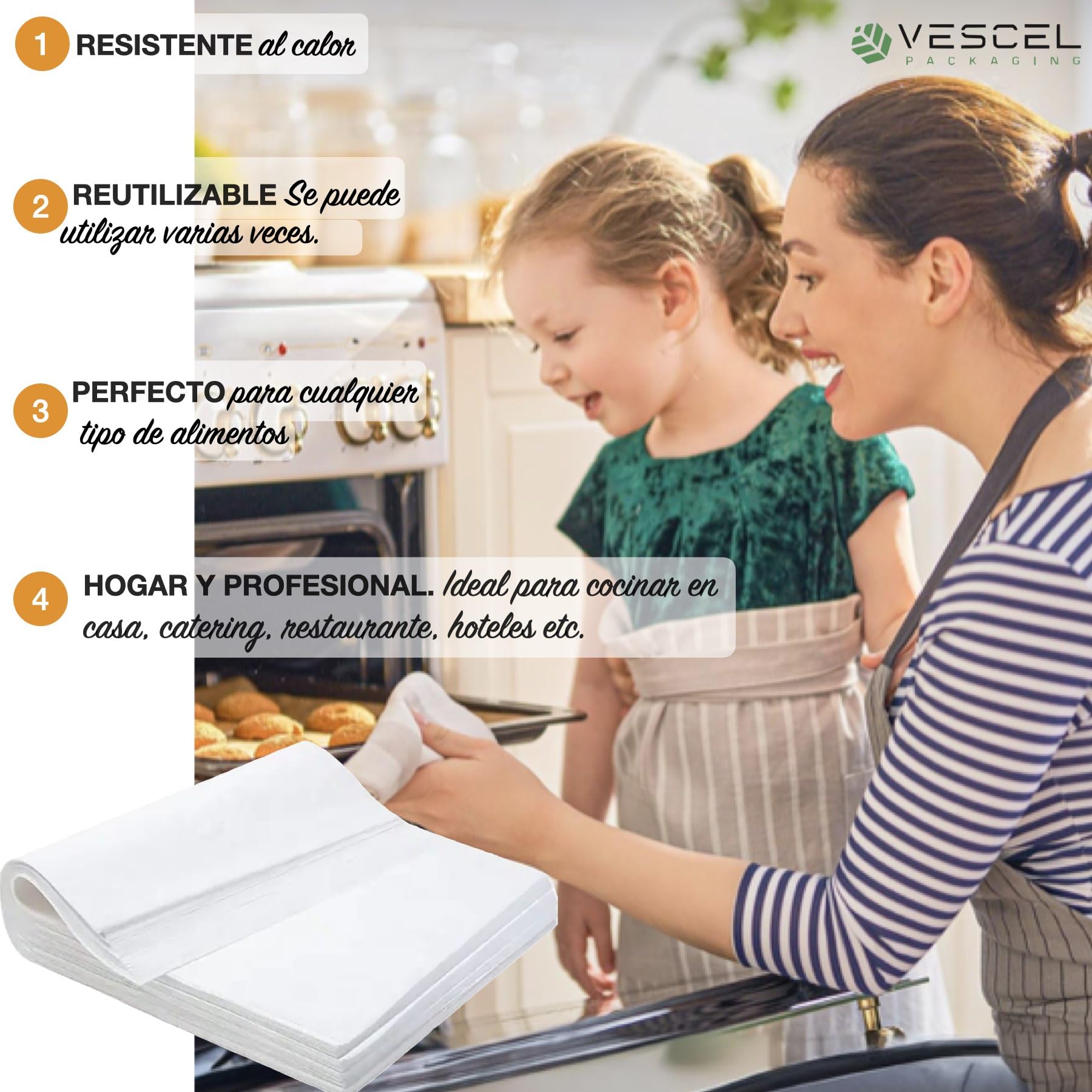 500 Pcs Papel de Horno, Precortado 40CMX60CM, Hojas de Papel de Horno Antiadherente Desechable, Ideal para Horno, Freidora de Aire y Microondas