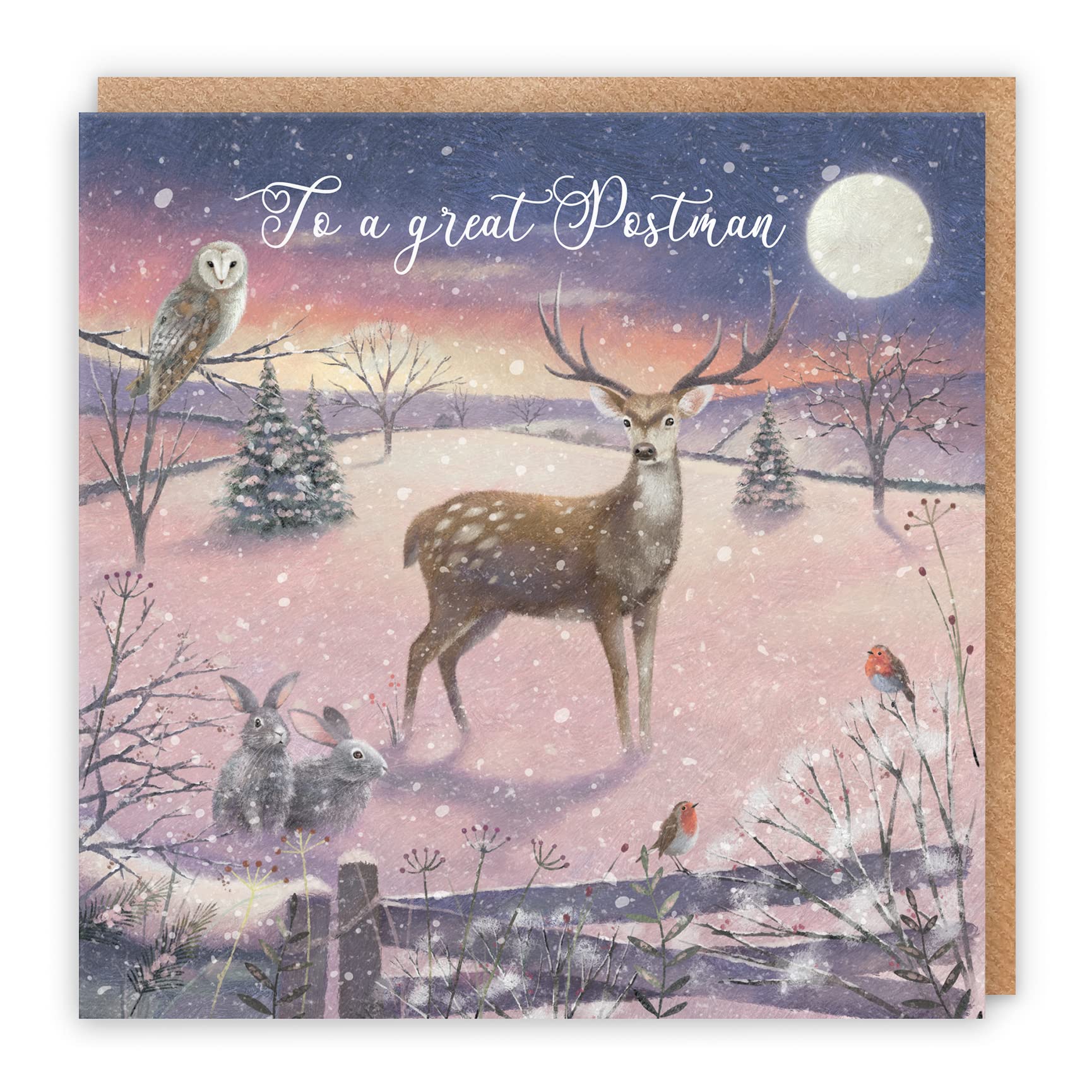 Hunts England, Postman Christmas Card, 'The Stag', To A Great Postman, Christmas Card For Postman, Milo's Gallery Collection