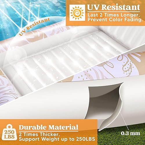 Miniatura 4 de Sloosh Flotador inflable para piscina de bronceado para adultos, 70 x 46 pulgadas, flotadores grandes de piscina para tina de sol, bañera de hielo,