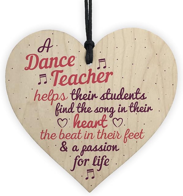 RED OCEAN Handmade Wooden Heart Thank You Dance Teacher Gift Special Goodbye Gifts For Her Friendship Sign