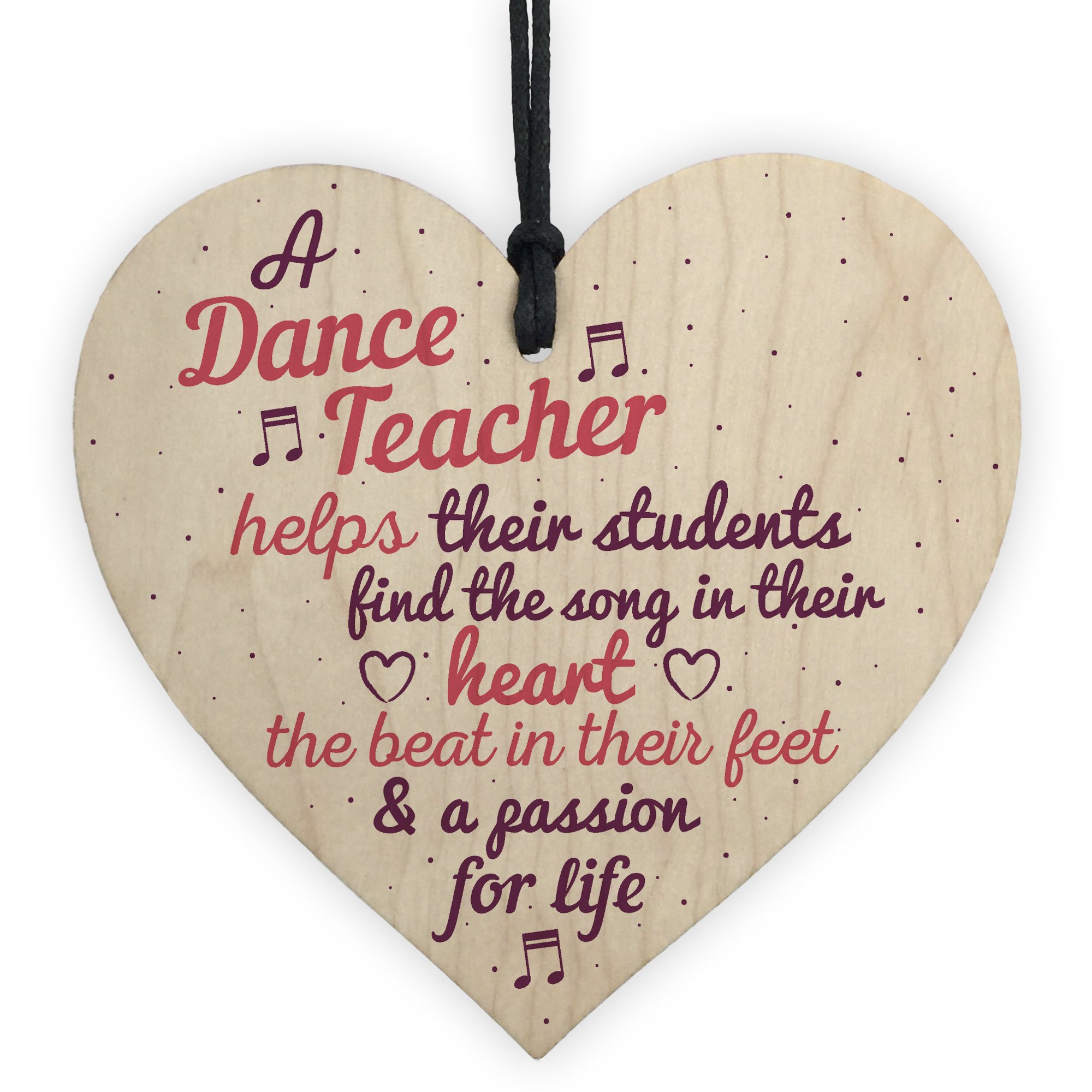 Red Ocean Handmade Wooden Heart Thank You Dance Teacher Gift Special Goodbye Gifts For Her Friendship Sign